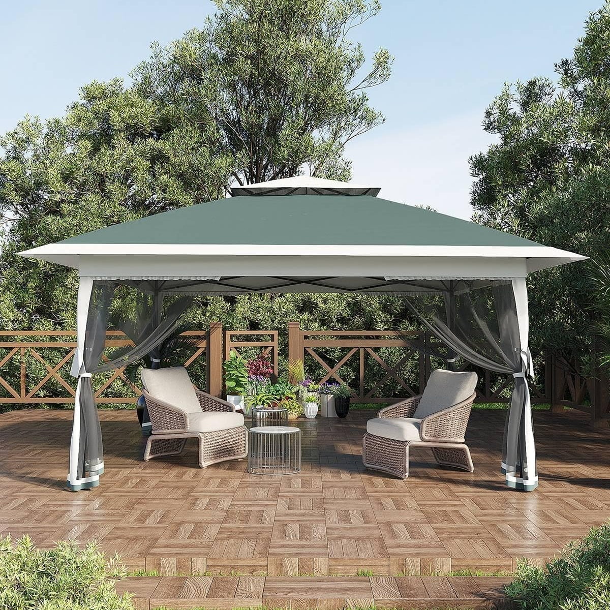 13x13FT with Expansion Bolts, Canopy Tent, Heavy Duty Party Tent & Shelter with Double Roofs, Mosquito Nettings and Privacy Screens Tent for Party, Wedding, Outdoor Dining, Patio, Backyar - Image 13