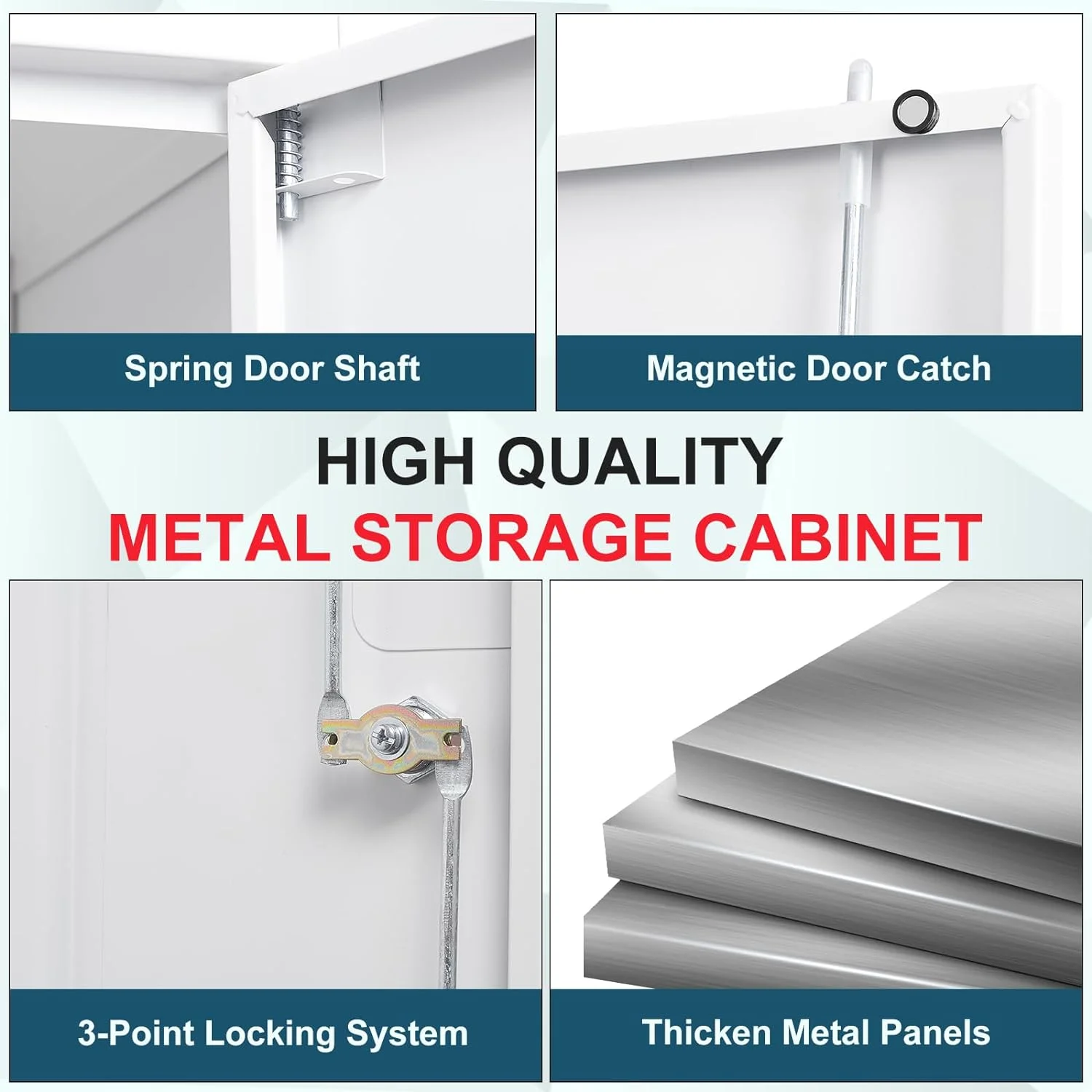 MIIIKO Metal Storage Cabinet with Locking Doors, Black Garage Lockable Steel Cabinets with 4 Doors and 5 Shelves for Home, Garage, Pantry Workshop Warehouse - Image 26