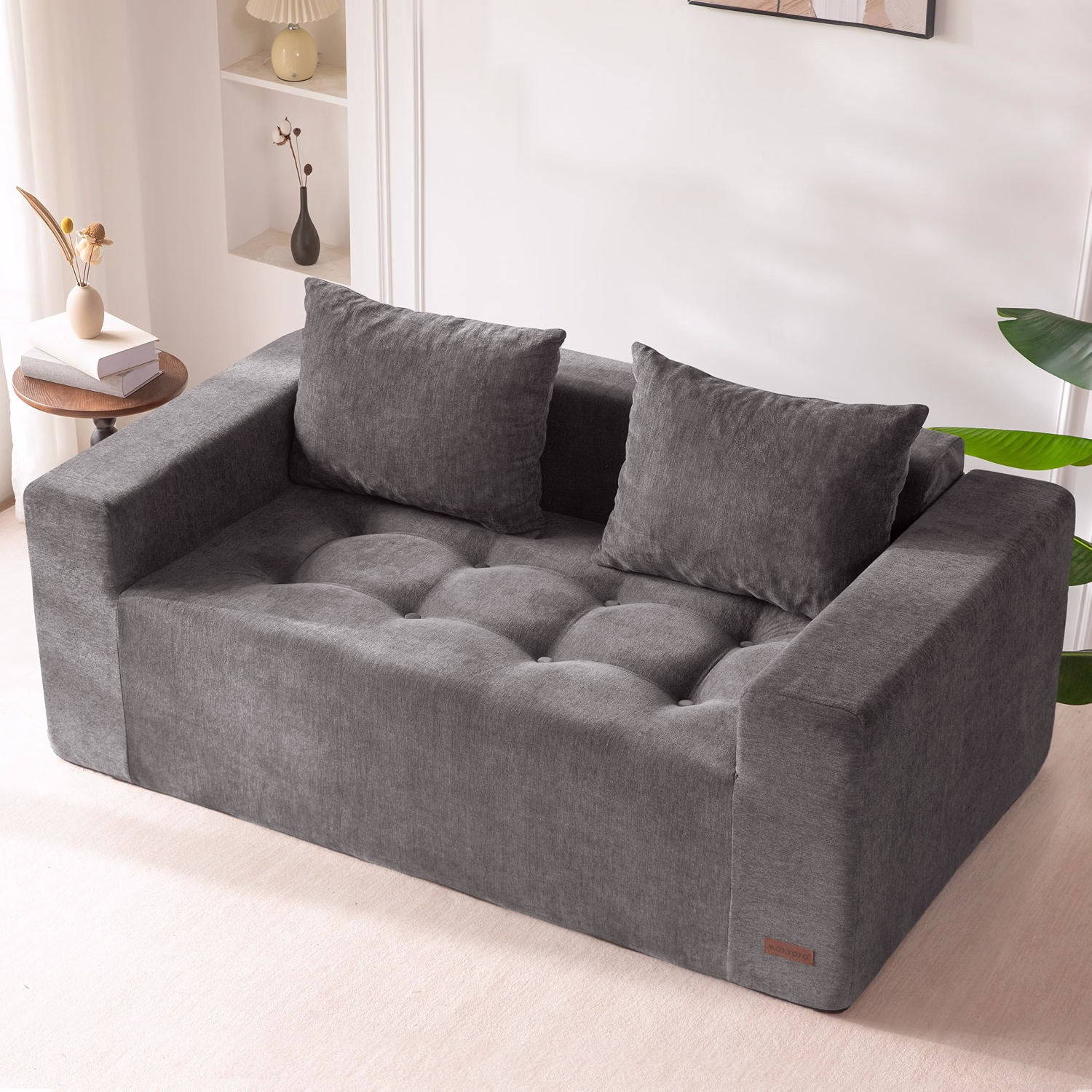 Modular Sofa Couch, 61" Loveseat Boneless Cloud Couch with Deep Seat, Chenille Upholstered Living Room Comfy Sofa Chair for Living Room, No Assembly Required, Dark Grey - Image 4