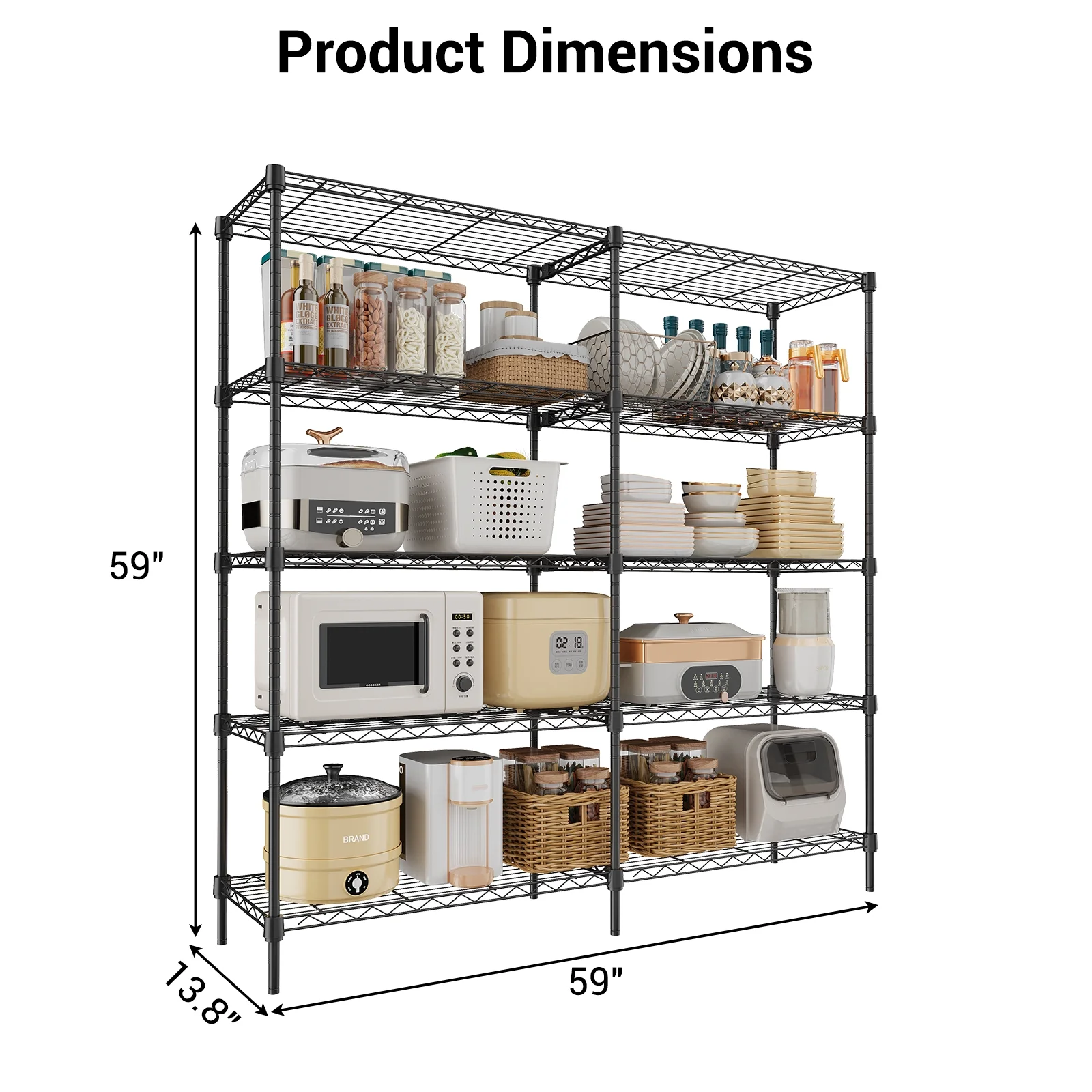 Zzistar Wire Shelving Garage Shelving ,5 Tier Heavy Duty Adjustable Garage Shelves, Storage Rack for Storage Warehouse Pantry Closet - Image 6