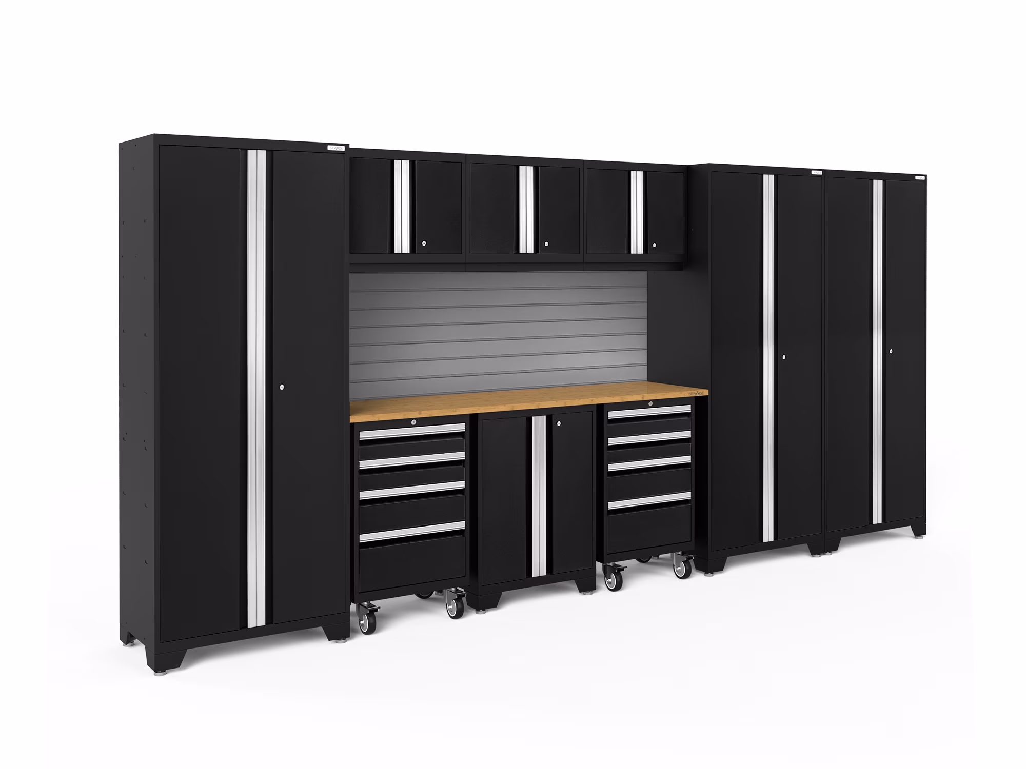 NewAge Products Bold Series Gray 10 Piece Cabinet Set, Heavy Duty 24-Gauge Steel Garage Storage System, Slatwall Included - Image 7