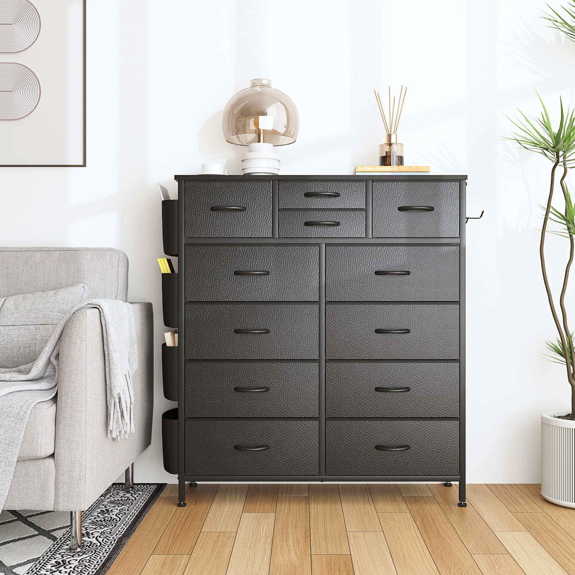 12 Drawer Fabric Dresser, Tall Bedroom Chest of Drawers with Storage - Image 11