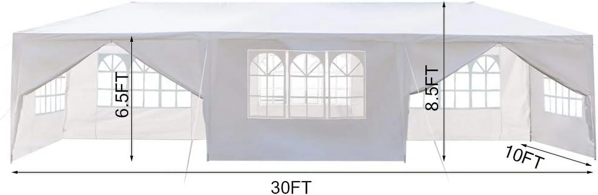 10'x30' Outdoor Patio Wedding Party Tent Heavy Duty Canopy Tent Gazebo, Waterproof UV Protection Tent with Spiral Tubes White(8 Removable Sidewalls 2 Doors) - Image 6