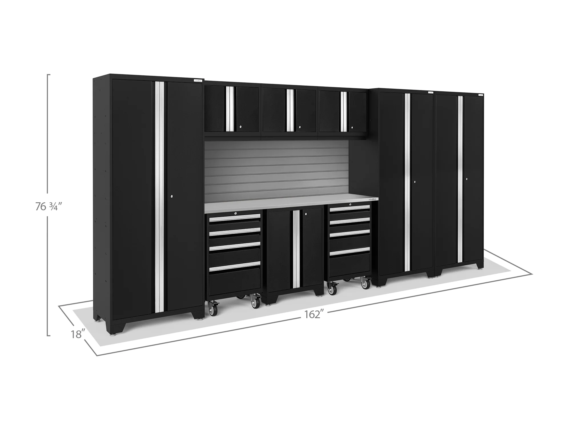 NewAge Products Bold Series Gray 10 Piece Cabinet Set, Heavy Duty 24-Gauge Steel Garage Storage System, Slatwall Included - Image 26