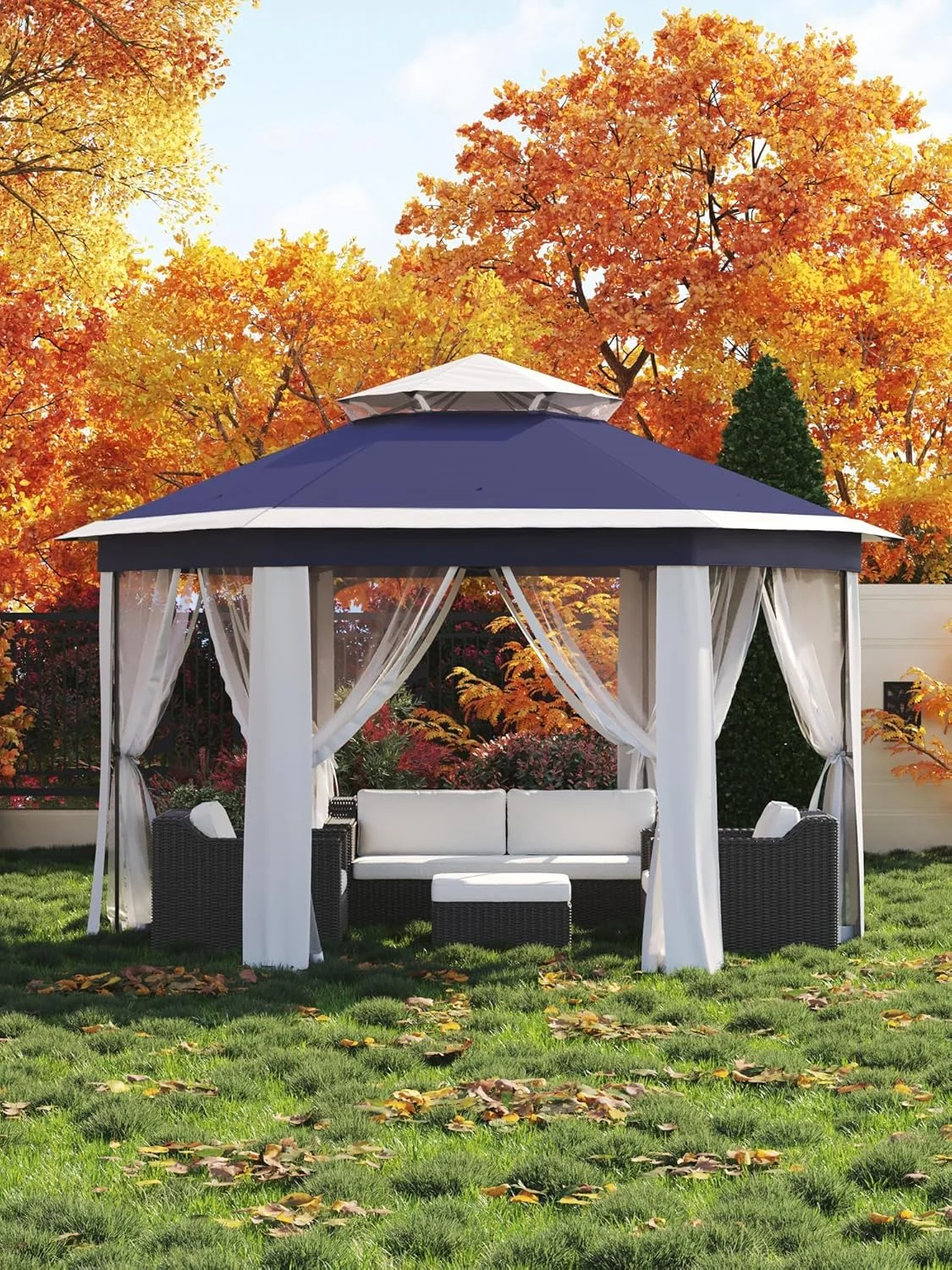 13x13 Gazebo Outdoor Canopy Shelter,Instant Patio Gazebo Sun Shade Canopy Tent with 6 Zippered Mesh Netting and Strong Steel Frame for Lawn,Garden,Backyard,Deck Party - Image 24