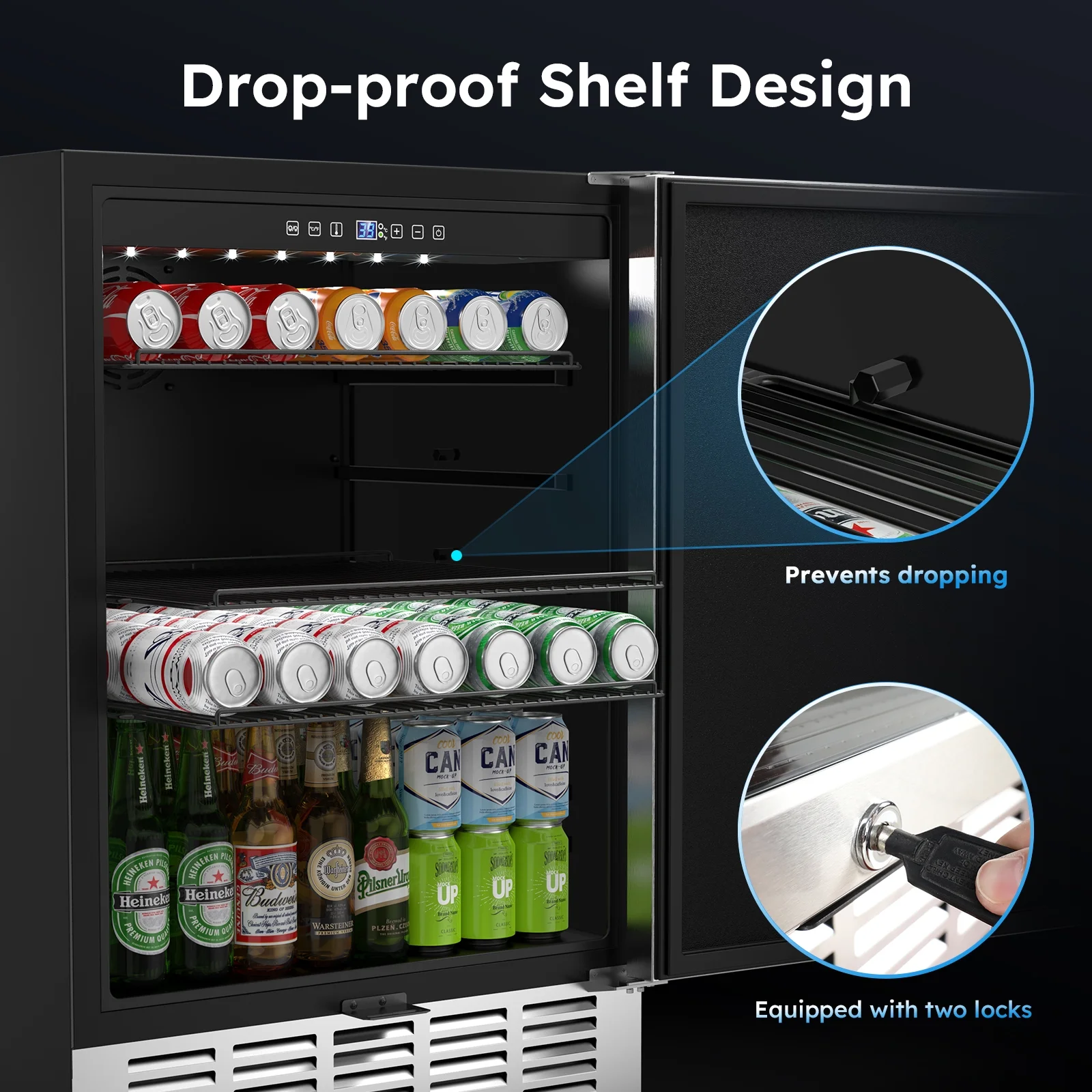 QAUSOU 24 Inch Under Counter Double Drawer Fridge, Weather Proof Stainless Steel Outdoor Beverage Refrigerator for Patio - Image 24