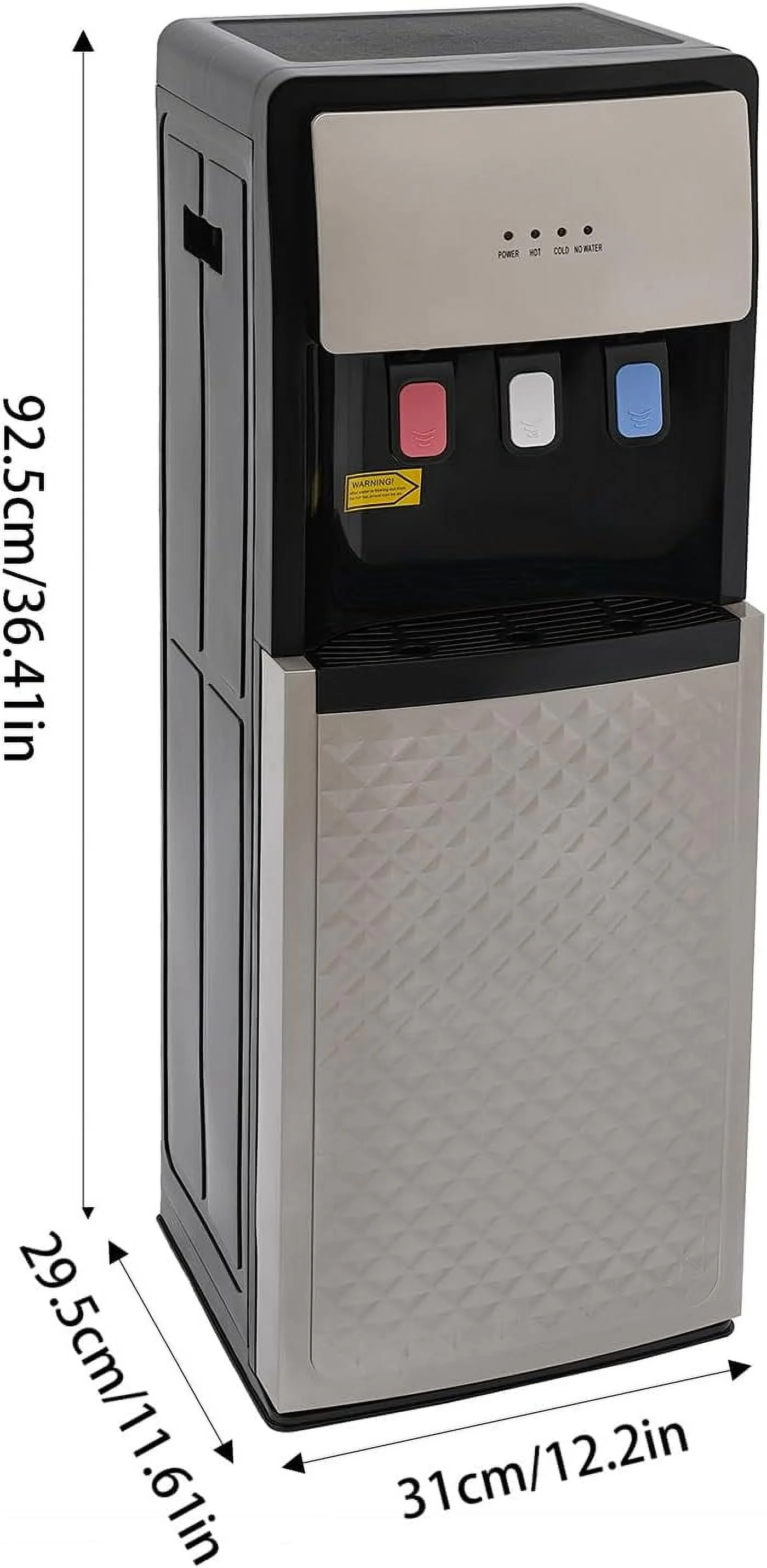 Bottom Loading Water Cooler Dispenser, Storage Cabinet Drinking Fountain Hot & Cold Standing Water Dispenser with Anti-Scalding Design Safety Lock for Home Office (Silver Grey) - Image 7