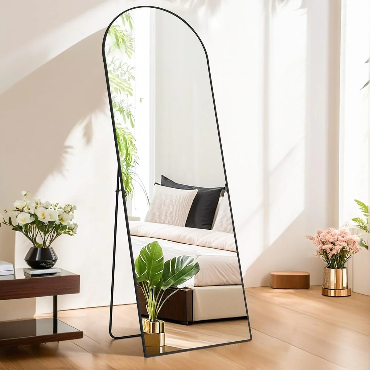 Full Length Mirror with Stand, Aluminum Alloy Frame Full Body Floor Mirror for Bedroom and Cloakroom - Image 6