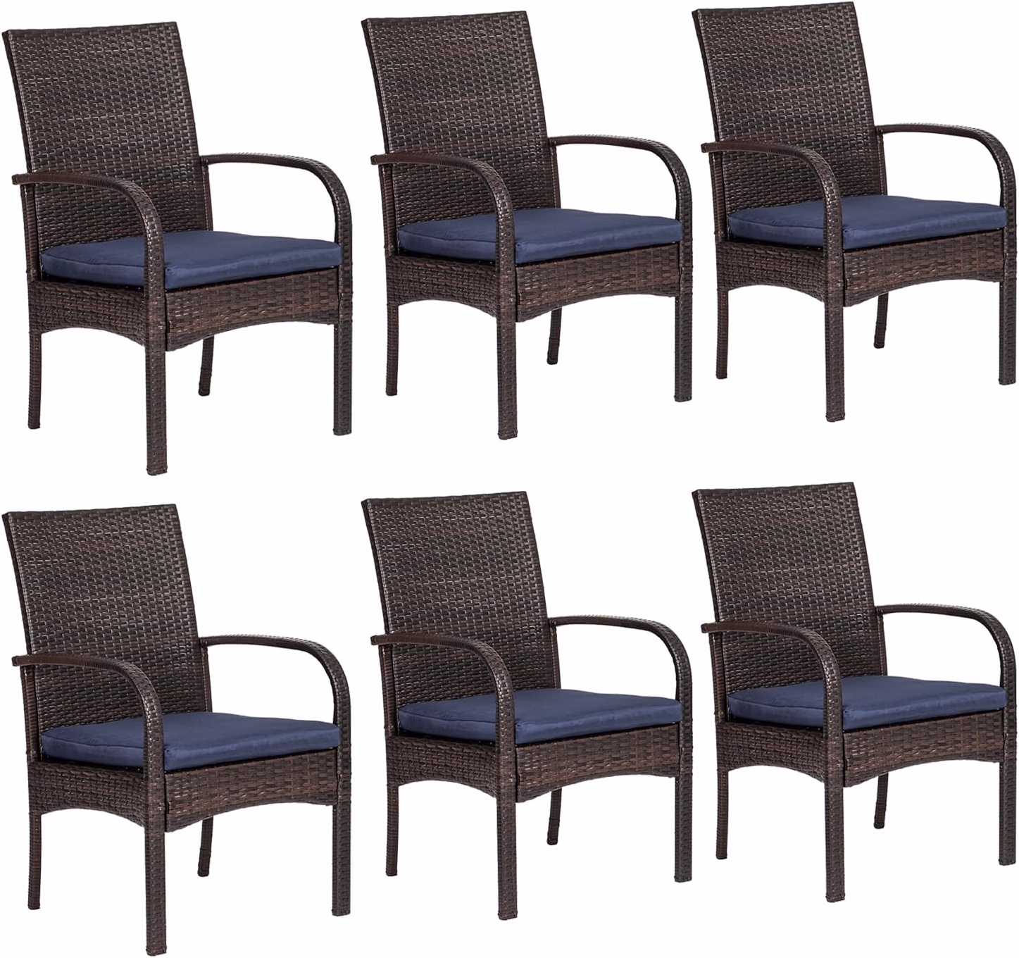 Outdoor Wicker Patio Dining Chairs with Padded Cushions Set of 2: Porch Rattan Chairs Club Chairs with High Back and Deep Seating 350lbs, Brown - Image 4