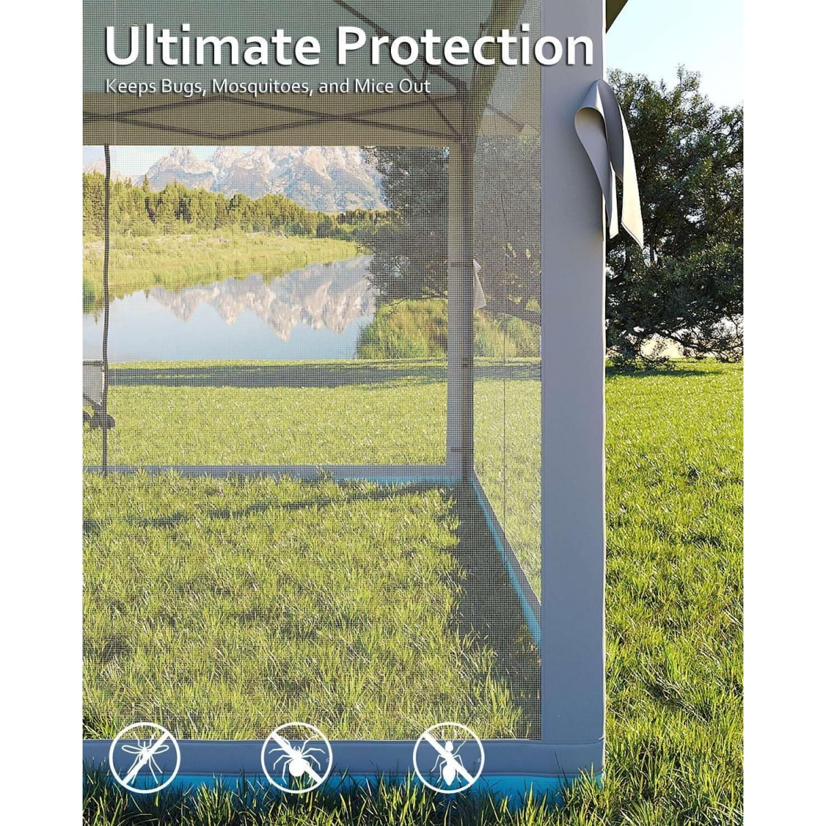13x13FT with Expansion Bolts, Canopy Tent, Heavy Duty Party Tent & Shelter with Double Roofs, Mosquito Nettings and Privacy Screens Tent for Party, Wedding, Outdoor Dining, Patio, Backyar - Image 46