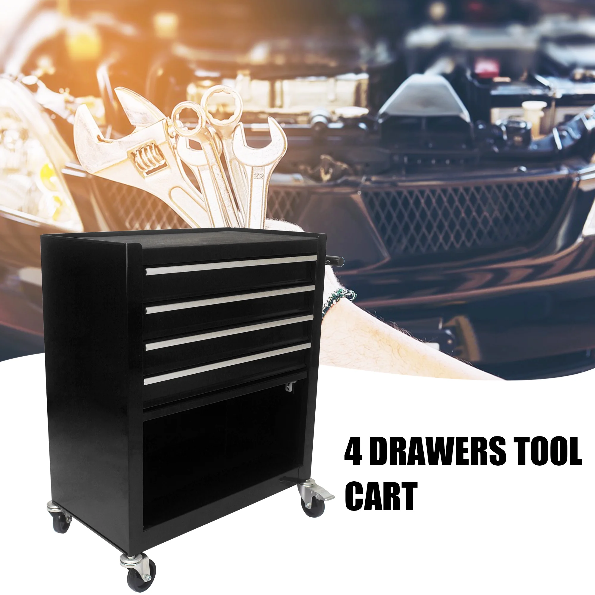 Yesfshion Mechanics Rolling Tool Storage Cabinet 4 Drawer Tool Chest Cart with Wheels for Repair Projects Workshop Home - Image 14