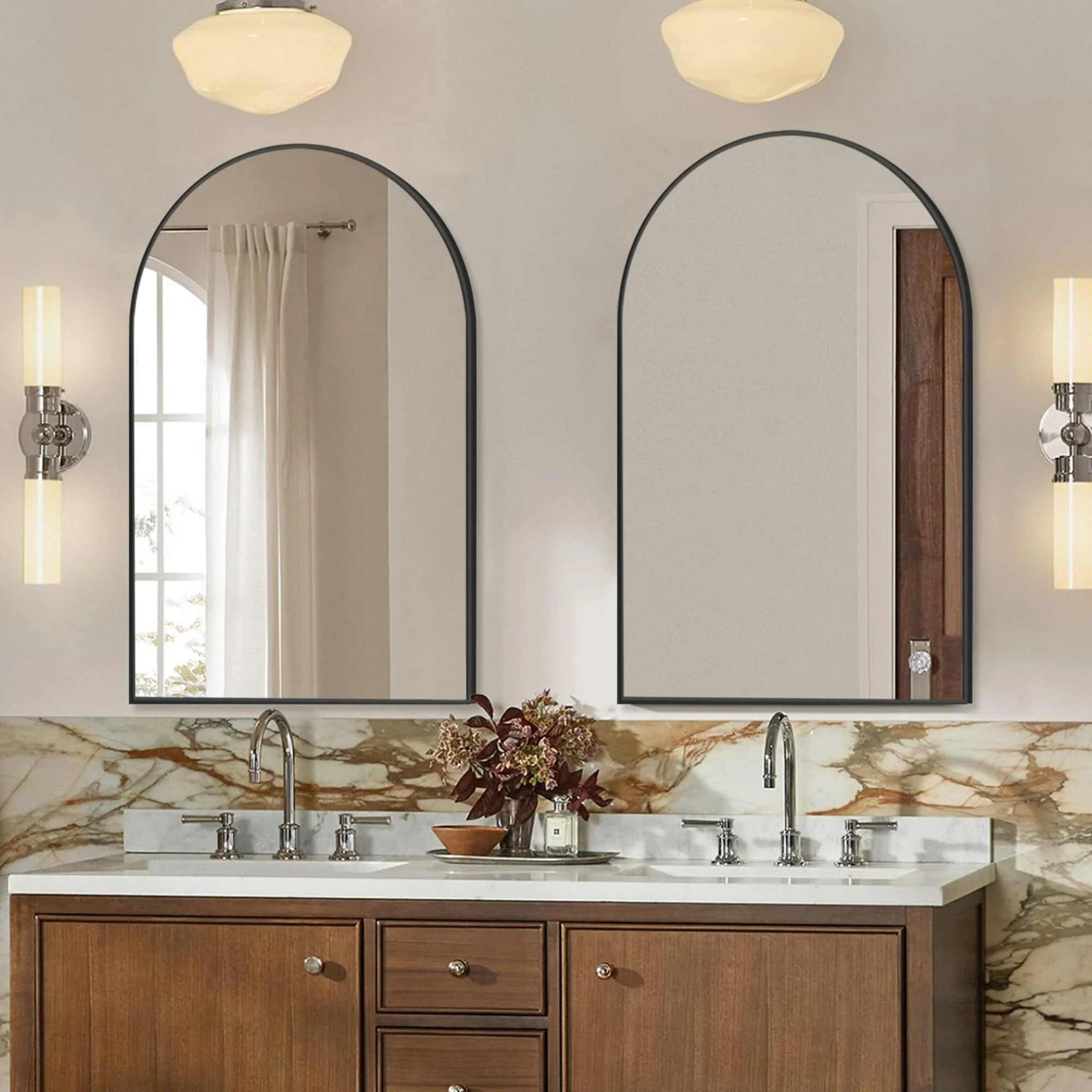 2 Pack 36x24 Inch Arched Bathroom Vanity Mirrors, Wall Mounted Decorative Mirrors for Bathroom and Bedroom - Image 4