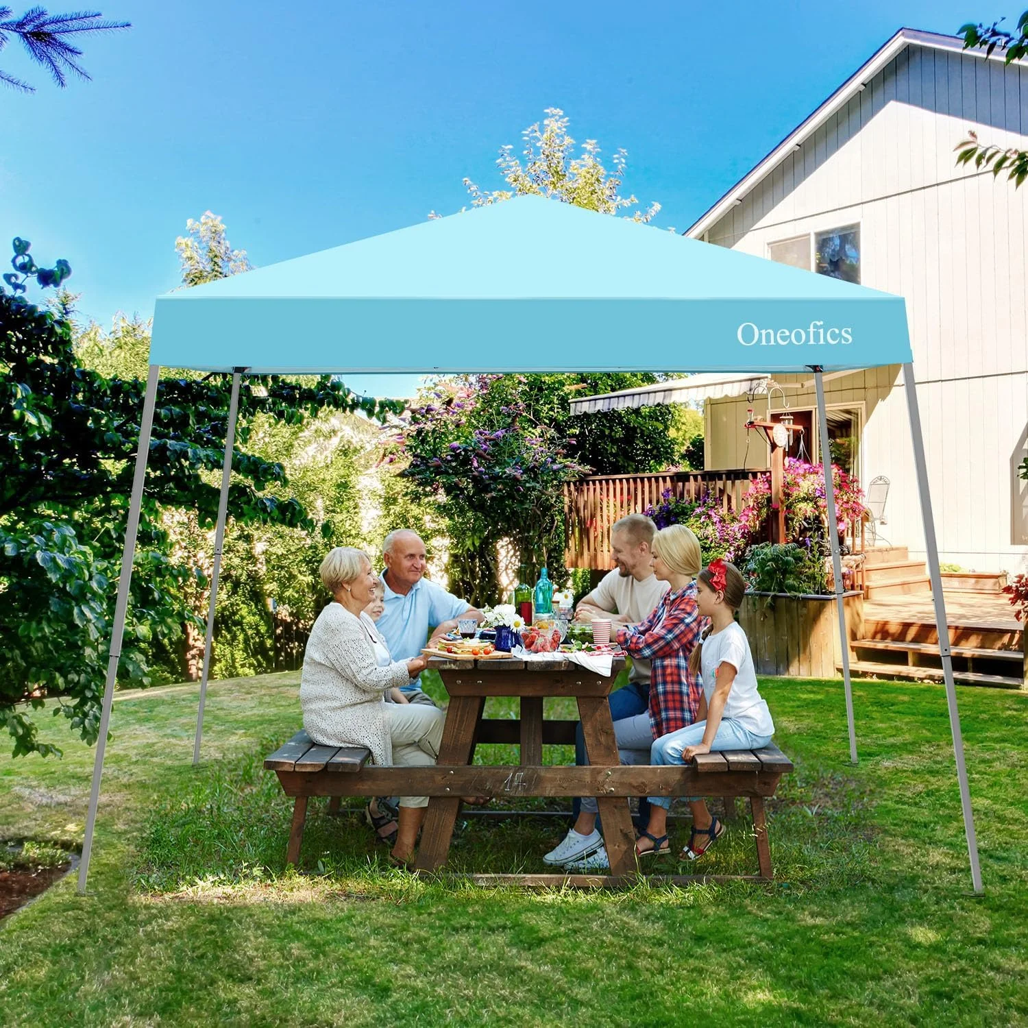 Canopy Tent, 10X10 FT Pop Up Canopy Outdoor Instant Tent Slant Legs with Carrying Bag, Portable Gazebo Shelter for Patio Deck Garden and Beach - 8X8 FT Canopy Cover (Dark Blue) - Image 17