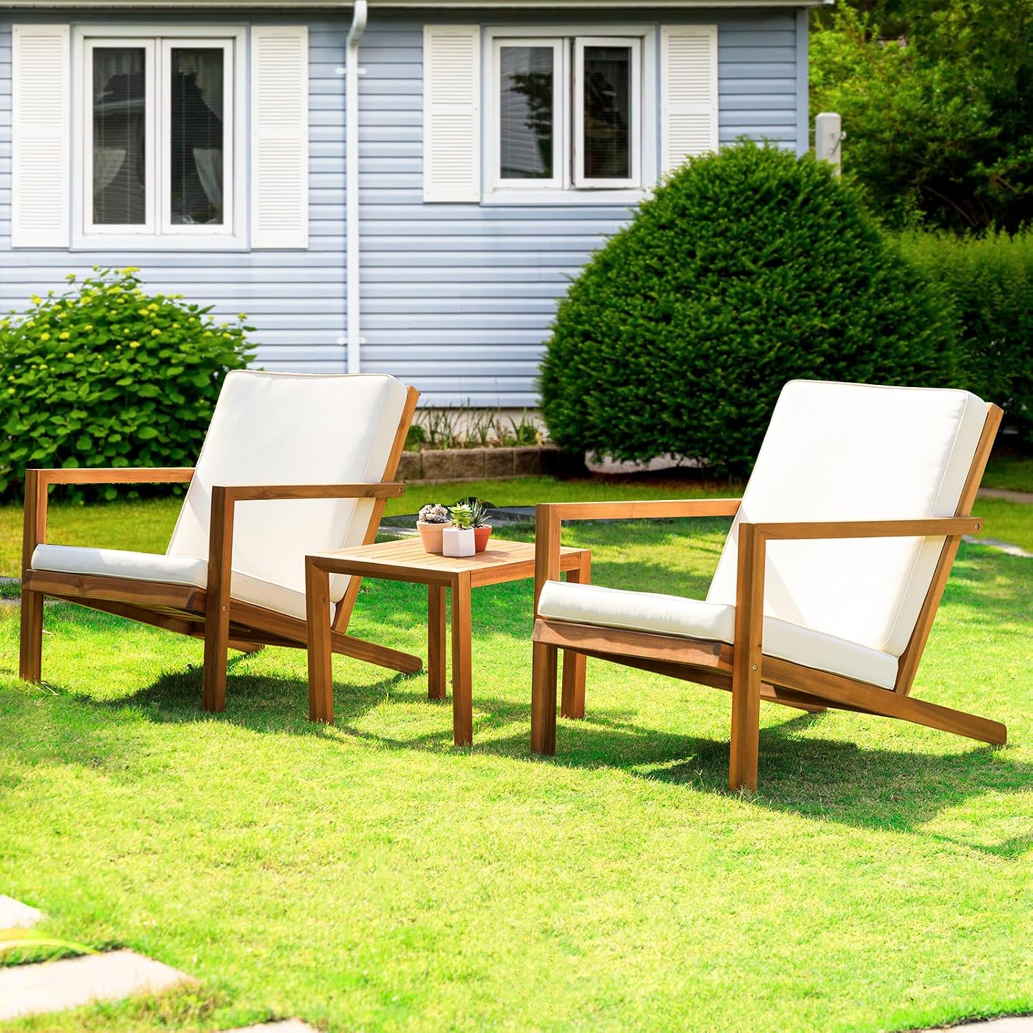 Heavy Duty 500lbs Weight Capacity Wicker Bistro Table and Chairs Set of 2 with Premium Olefin Fabric Soft Cushions - Image 12