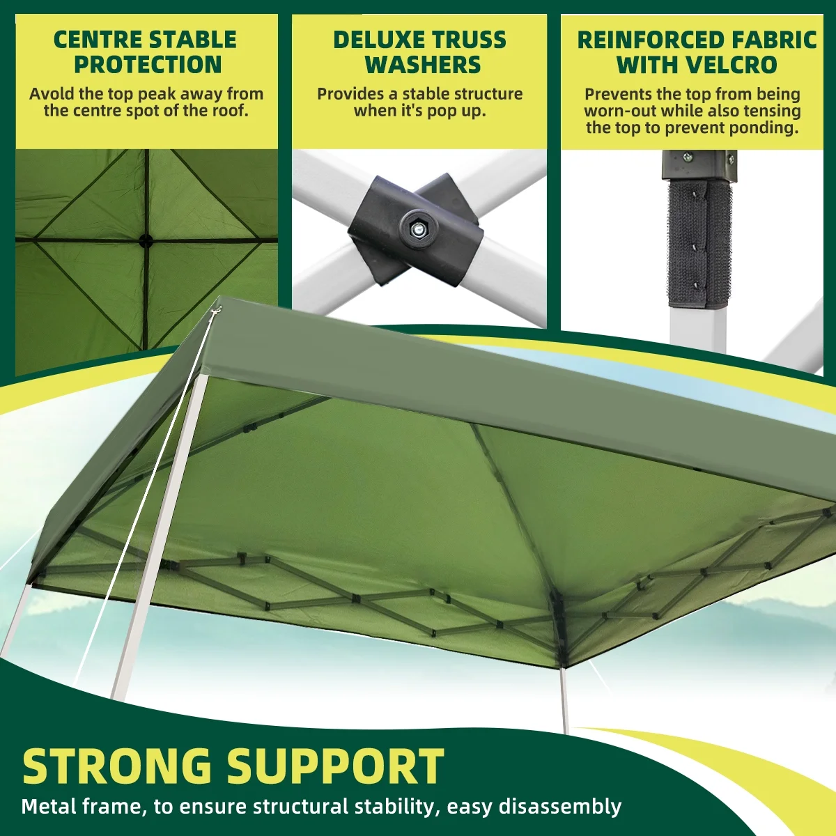 10x10 Pop Up Canopy Tent With Durable Silver Coated Cover And Adjustable Slant Legs, Easy Setup Outdoor Patio Instant Sun Shelter - Blue, Included 1 x Storage Carry Bag, 4 x Guylines, 8 x Stakes - Image 21