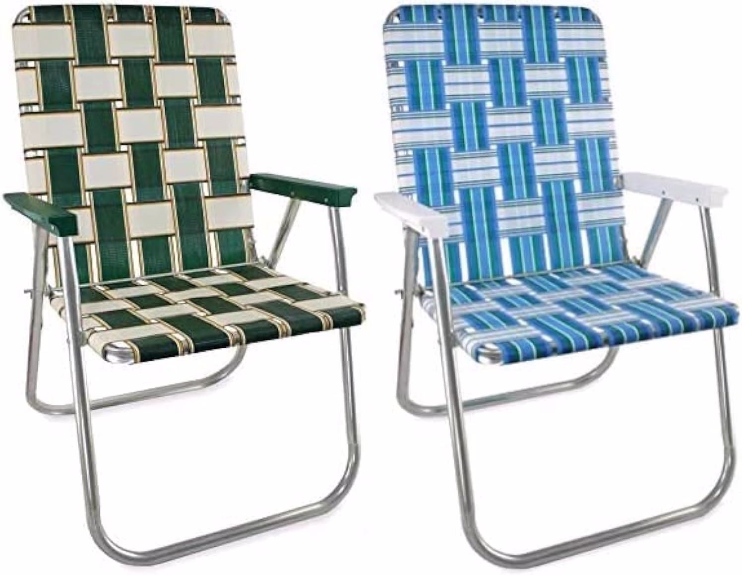 Outdoor Chairs for Camping, Made with Lightweight Aluminum Frames and UV-Resistant Webbing, Folds for Easy Storage, 2-Pack (Green Arms, Classic) - Image 3