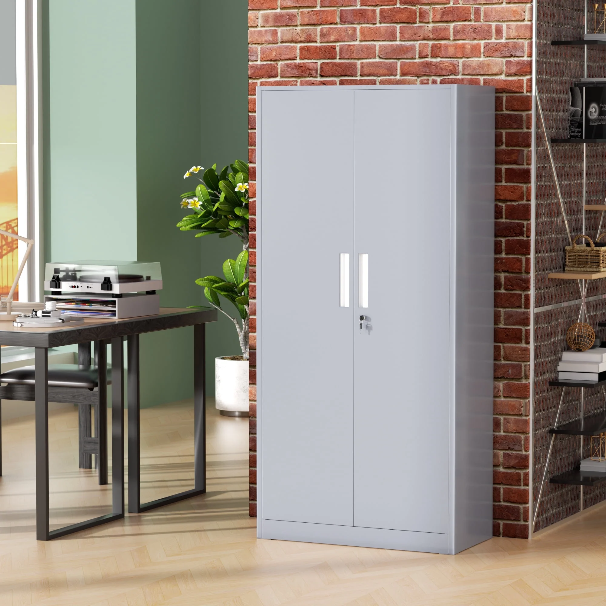 SOLAURA Metal Storage Cabinet with Wheels, 73" Garage Rolling Cabinet with Locking Door and 4 Shelves, Tool Cabinet on Caster for Home, Office, Black - Image 94