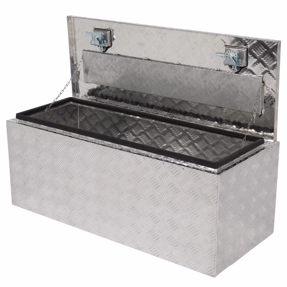 GZXS 36" Aluminum Storage Box Truck Underbody Toolbox Trailer RV Tool Heavy Duty Aluminum Tool RV ATV Trailer Storage Boxes W/Locks Keys Silver (36" x 18" x 17") - Image 3
