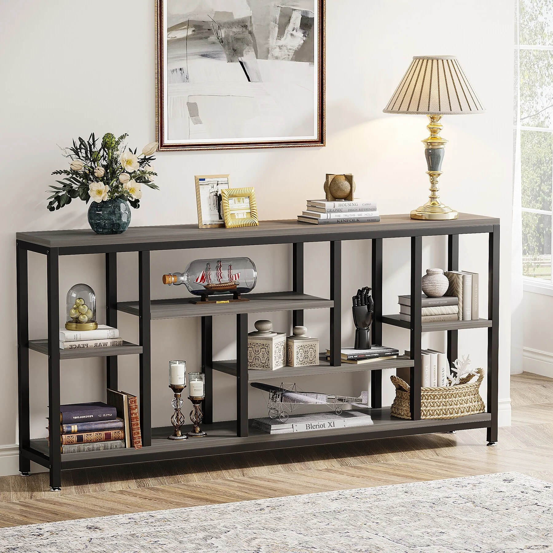 70.9 Inch Console Sofa Table with Storage, 3-Tier Entryway Table for Hallway - Image 6