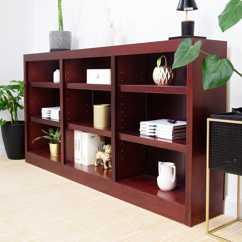 Triple Wide Wood Bookcase, 9 Shelf 36 Inch Tall Bookshelf for Home, Office and Display Storage - Image 15