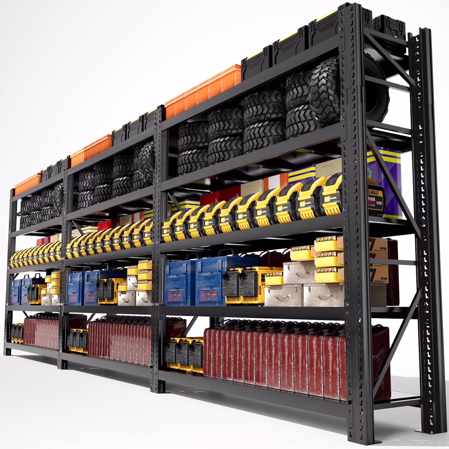 Ztysn Heavy Duty 5 tier Garage Metal Shelving Units Storage for 8000lbs,Adjustable Basement Industrial Shelves Pallet Racking Tool Organize,Black - Image 3