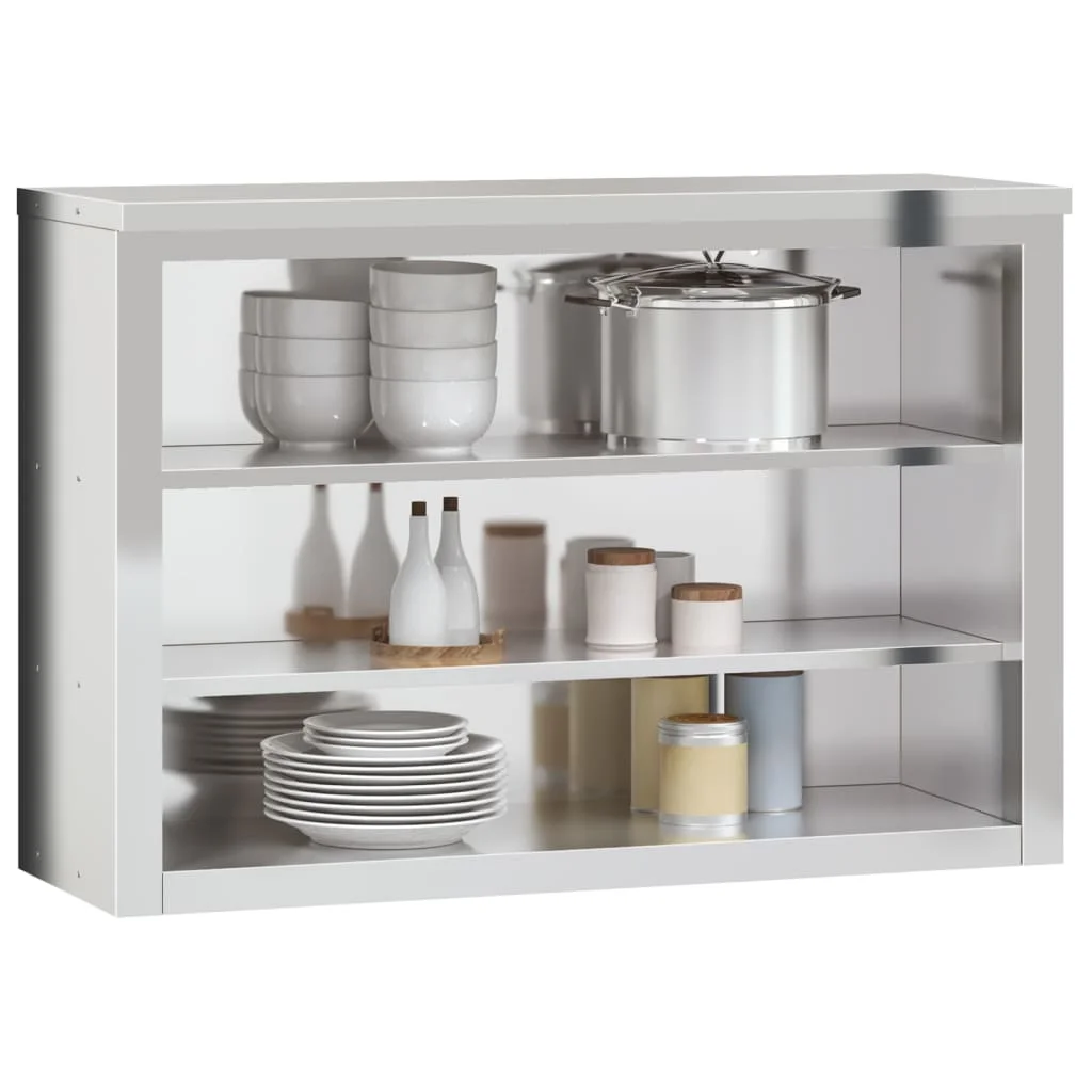 vidaXL Kitchen Wall Cabinet with Shelf Storage Restaurant Stainless Steel - Image 10