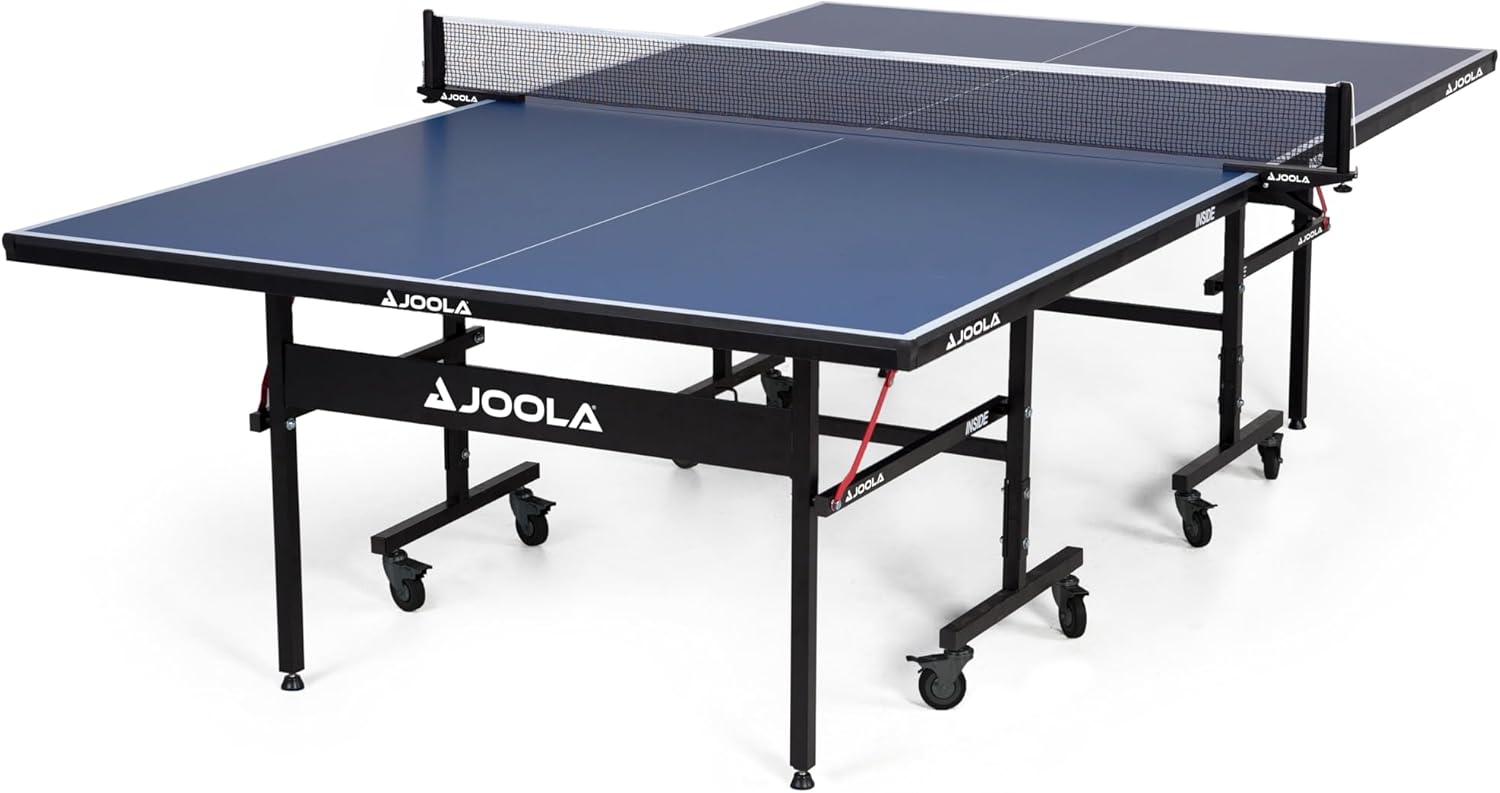 Indoor Ping Pong Table with MDF Surface, Quick-Clamp Net Set, Foldable Design and Single-Player Playback Mode - Image 2