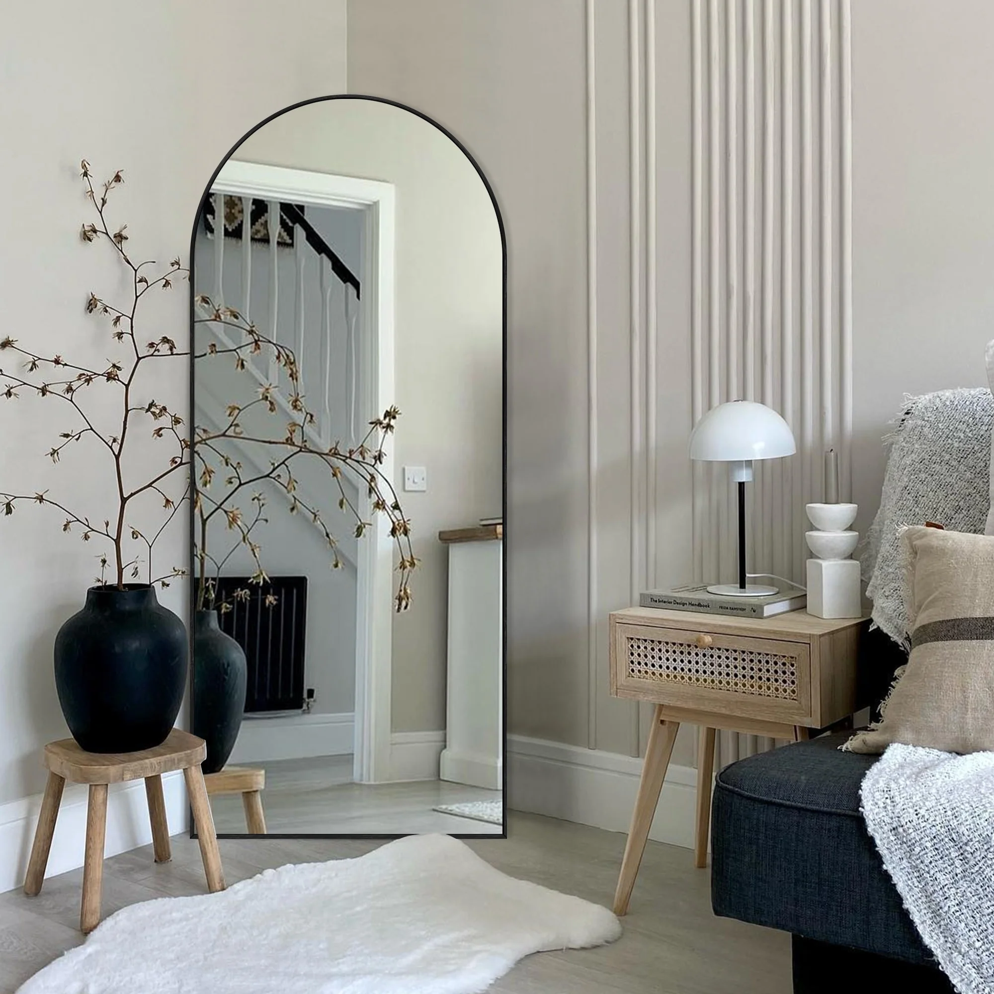 Modern Arched Full Length Floor Mirror, Aluminum Alloy Frame Standing Full Body Mirror - Image 61
