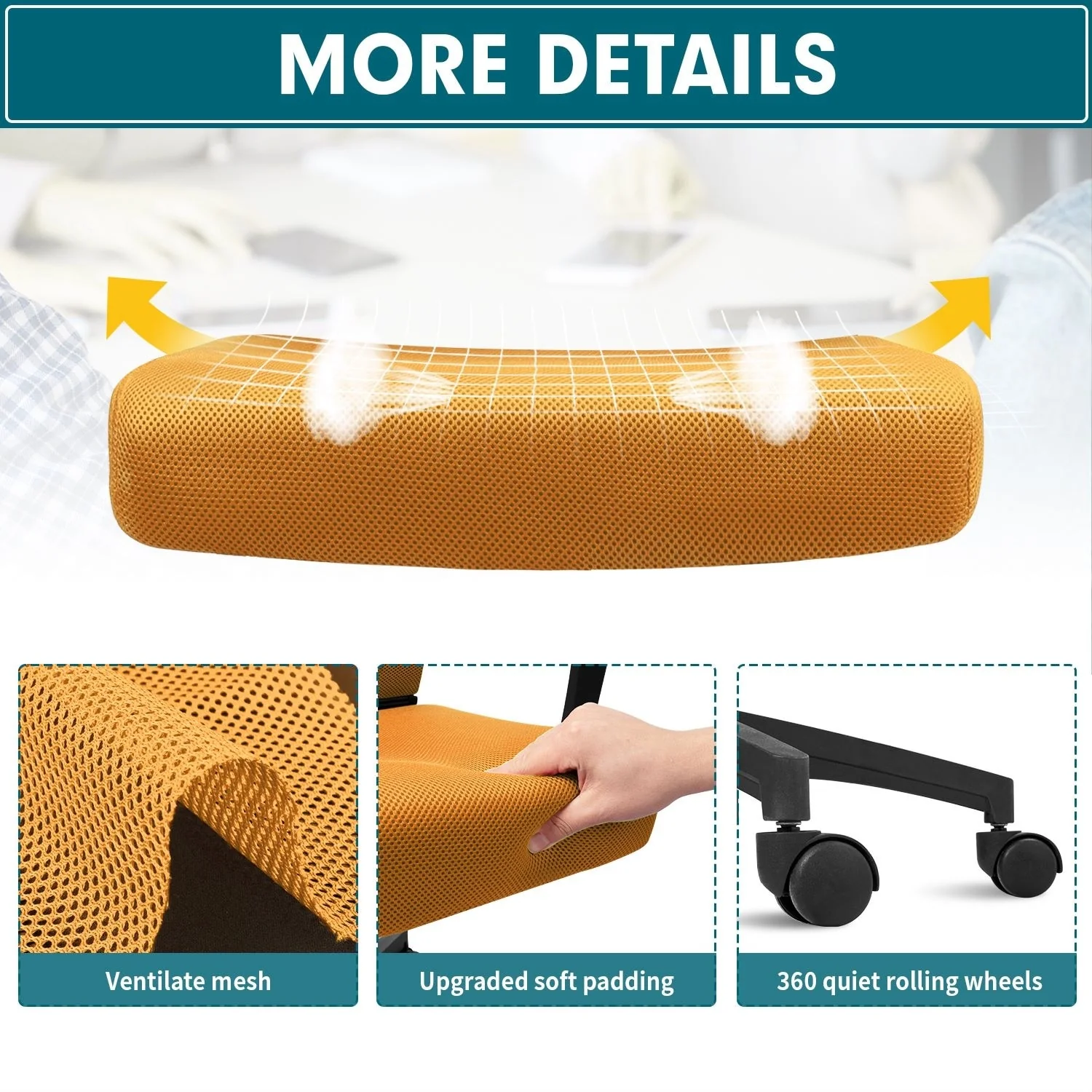 Ergonomic Mesh Office Chair with Lumbar Support, Breathable Computer Desk Chair - Image 63