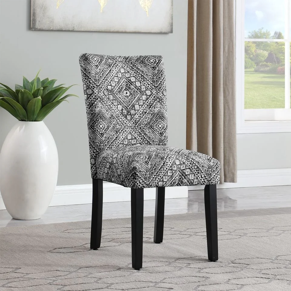 Set of 2 Upholstered Medallion Dining Chairs, Comfortable Parsons Style Chairs for Kitchen and Dining Room - Image 3