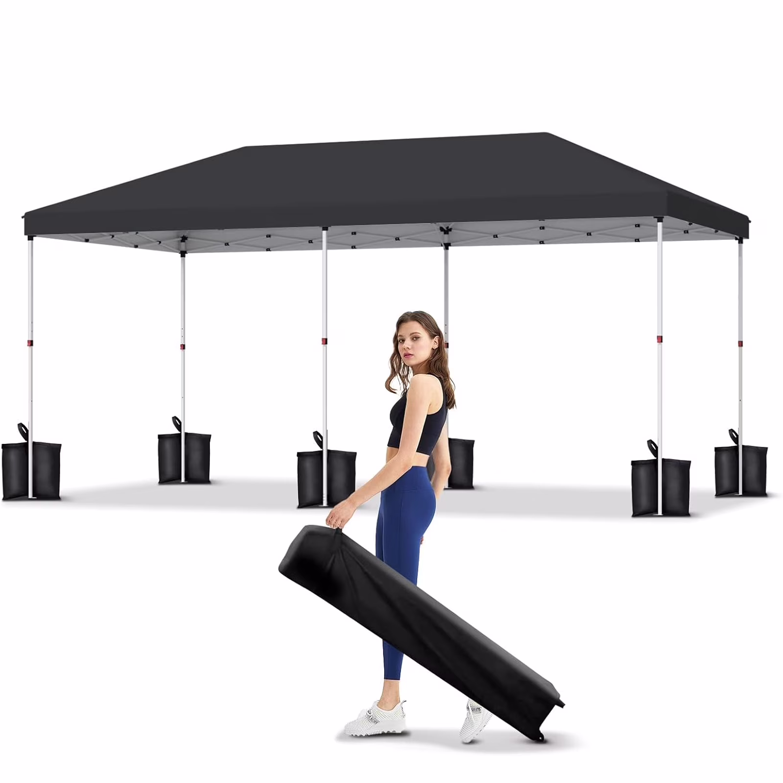 Telyswee 10'x20' Pop Up Canopy, Waterproof & UV Resistant Commercial Instant Canopy Tent Outdoor Events Instant Shelter for Farmer Market, Party, Event, Patio