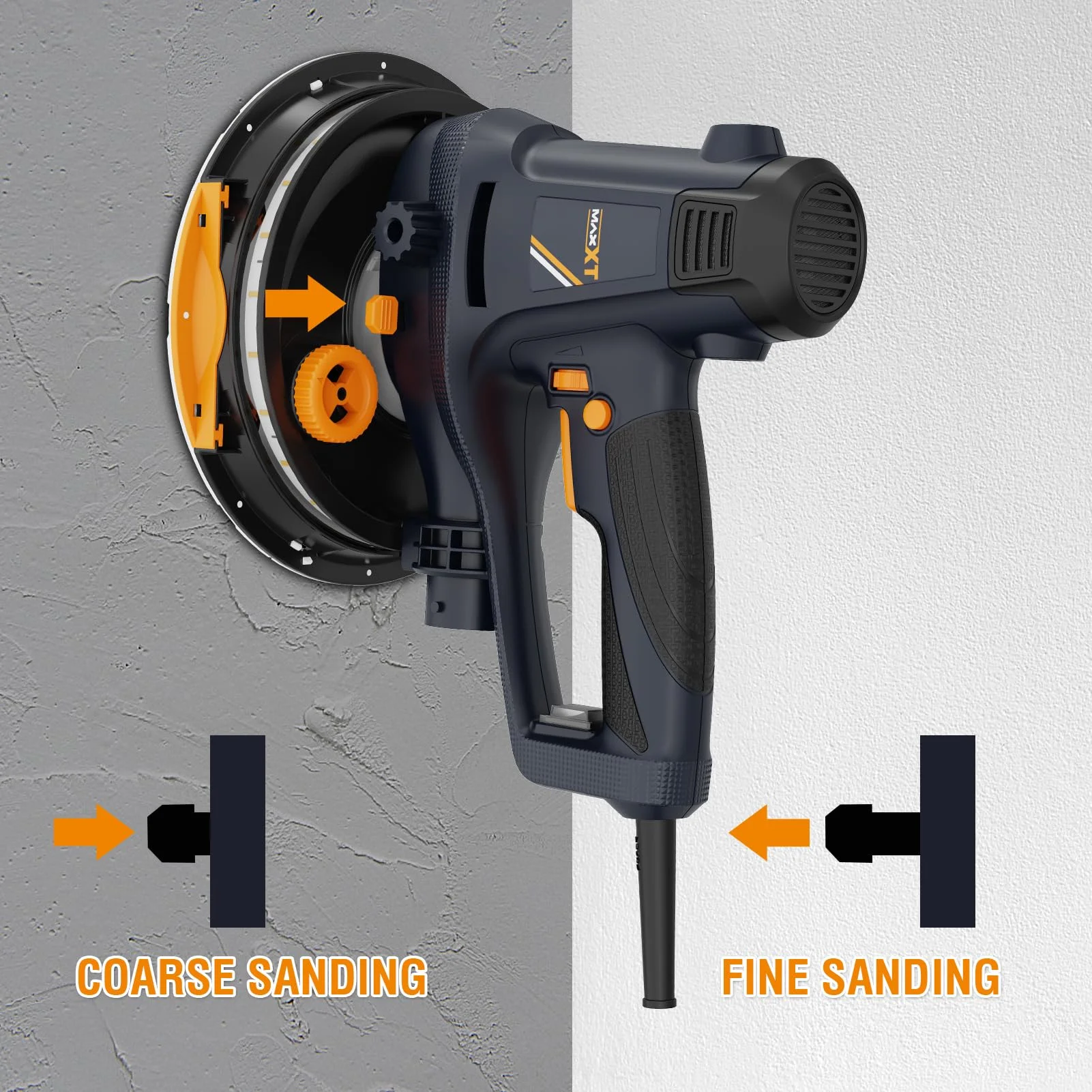 Handheld Drywall Sander 810W, Electric Sander for Walls,Rough and fine Sanding, 1500-2800RPM Variable Speed, Upgraded Pad, Adjustable Suction, Self-Dust-Extraction (120, Volts)[Unable to ship on weeke - Image 2
