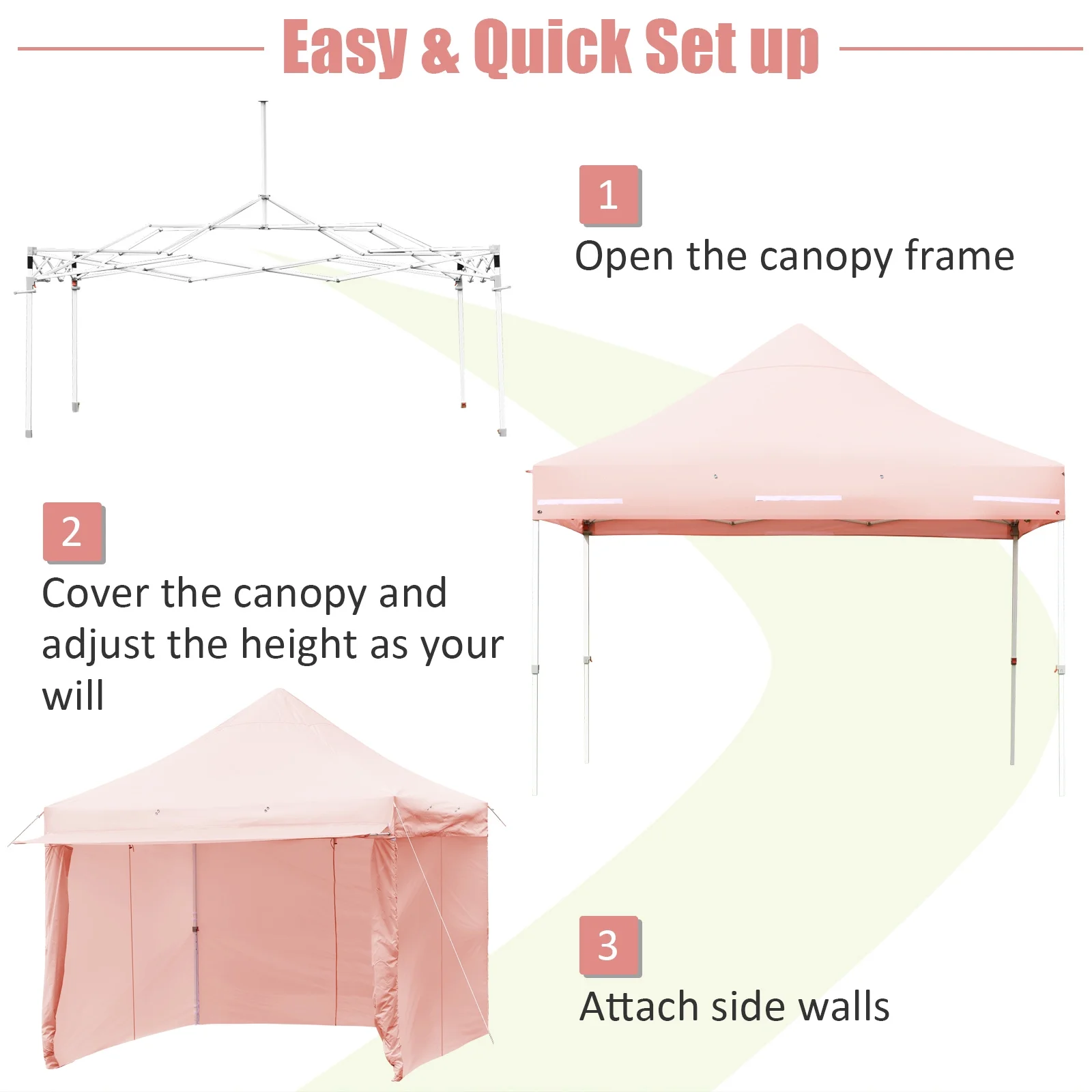 Patiojoy 10x10ft Pop up Tent, 4 Height Adjustment Folding Camping Tent with Awning Blue - Image 17