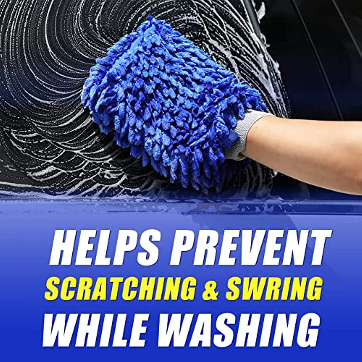 Car Wash Brush Kit with 41" Long Handle,5 in 1 Car Cleaning Mop,Microfiber Car Wash Brush,Glass Scrubber Vehicle Cleaner Kit,Blue - Image 6