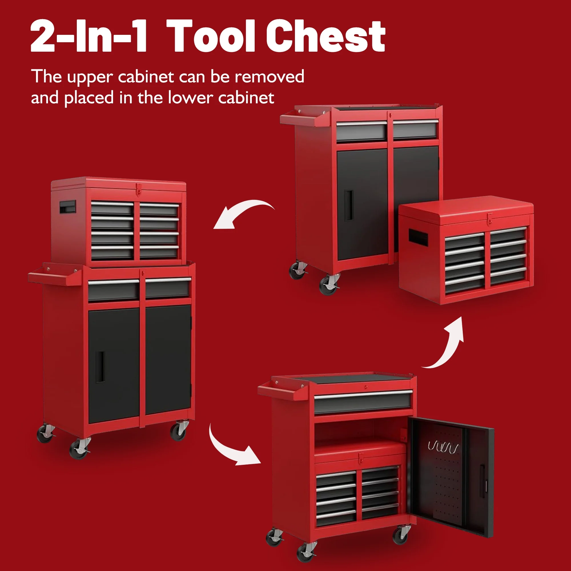 DUOSONG Rolling Tool Chest With 7-Drawer Tool Box With Wheels Multifunctional Tool Cart Mechanic Tool Storage Cabinet For Garage, Warehouse, Workshop, Repair Shop Tools & Tool Organizers Tool Cabinets - Image 6