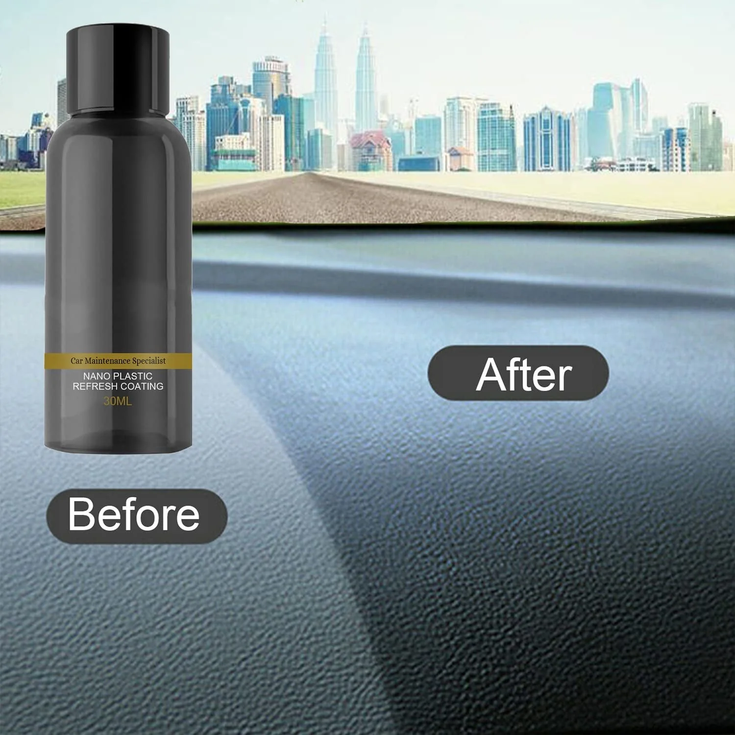 Car Cleaning Kit Plastic Revitalizing Coating Agent, Nano Plastic Refreshing Coating, Plastic Parts Refurbish Agent for Car - Car Care Tools with Sponge and Towel (30ml*2pcs) - Image 2