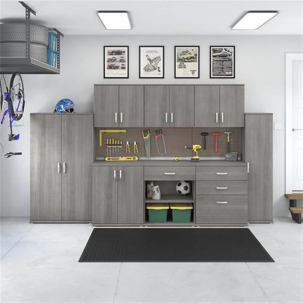 Pemberly Row Tall Garage Storage Cabinet in Platinum Gray - Engineered Wood - Image 4