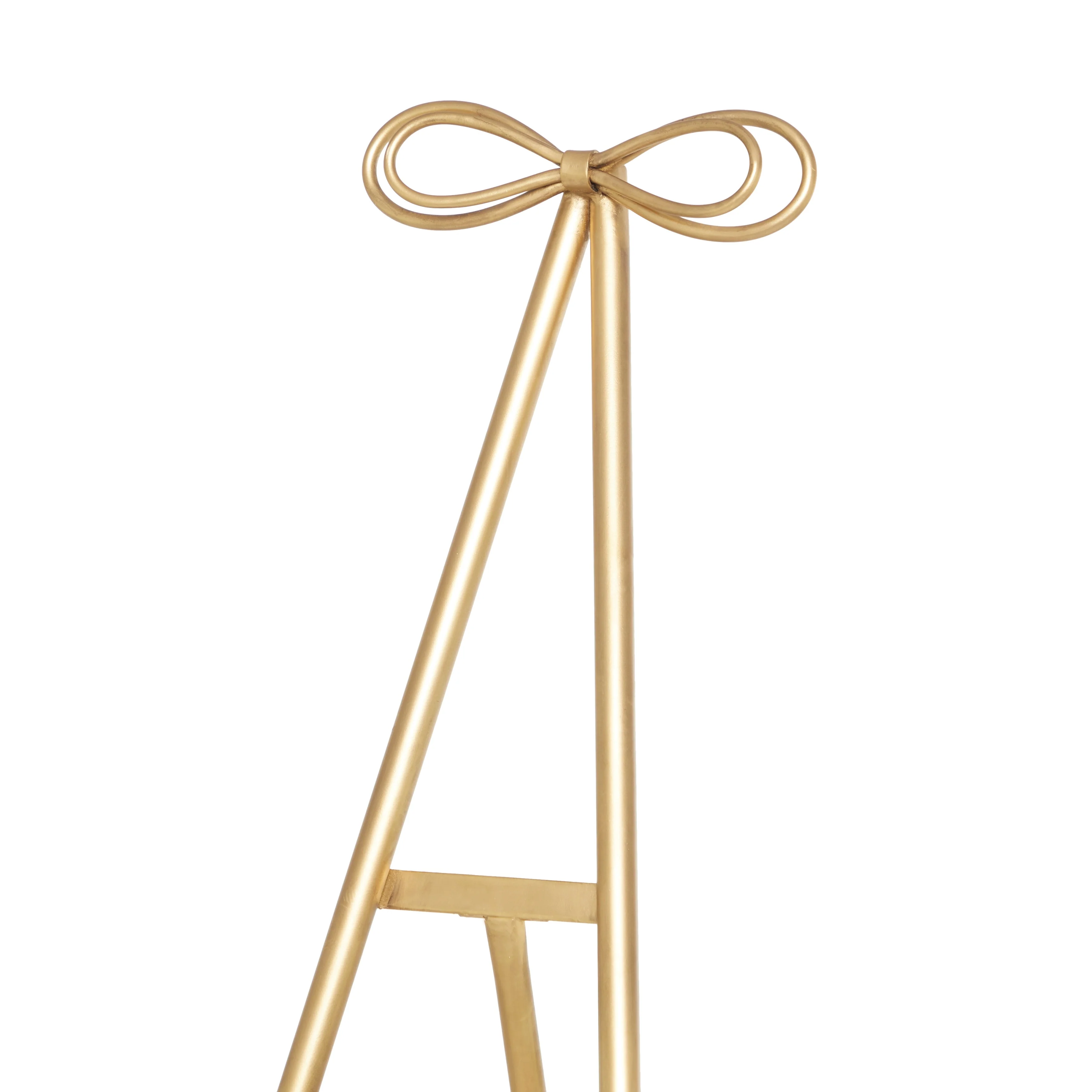 Tall Adjustable 3-Tier Metal Display Stand, Gold Floor Easel with Bow Top - Image 5
