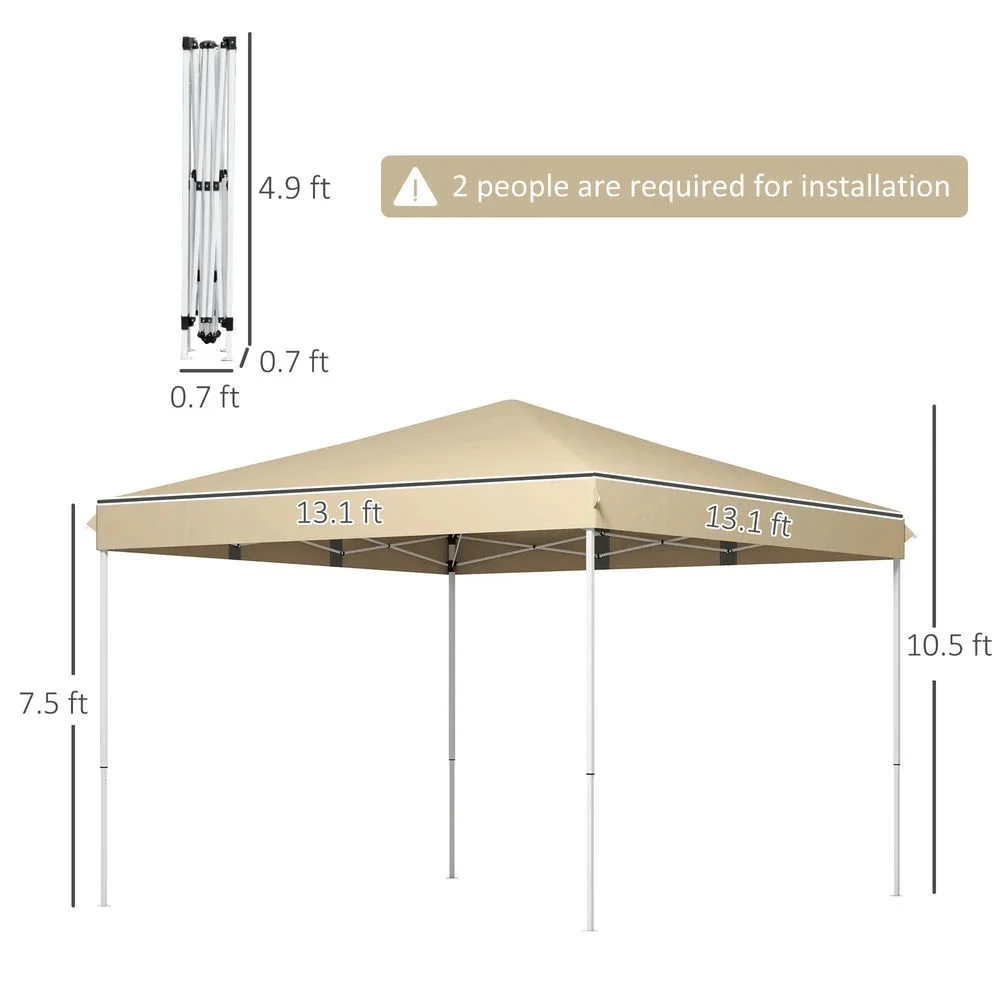 Barara King Outdoor Canopy Tent, Patio Portable Canopy,13' x 13' Pop Up Canopy Tent with Height Adjustable, Carry Bag for Outdoor, Garden, Patio, Beige - Image 11