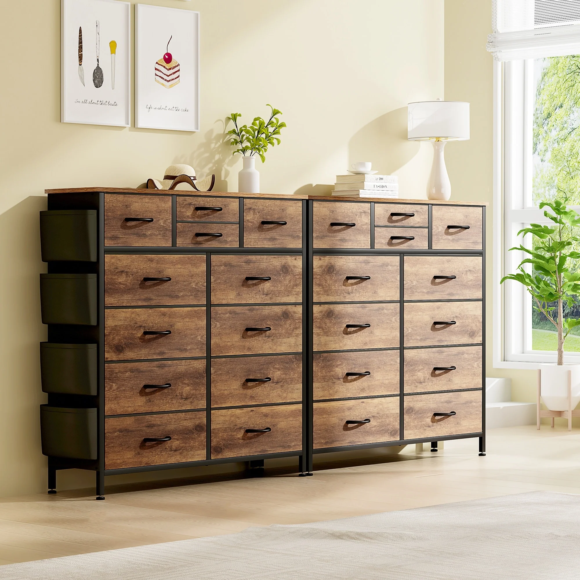 12 Drawer Fabric Dresser, Tall Bedroom Chest of Drawers with Storage - Image 27
