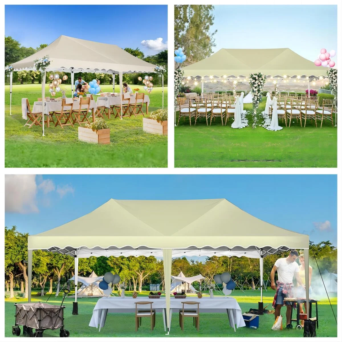 HOTEEL Canopy 10'x20' Pop Up Canopy Tent Heavy Duty Waterproof Adjustable Commercial Instant Canopy Outdoor Party Canopy Parties,Wedding,Outside Patio,Event,Backyard,White - Image 32