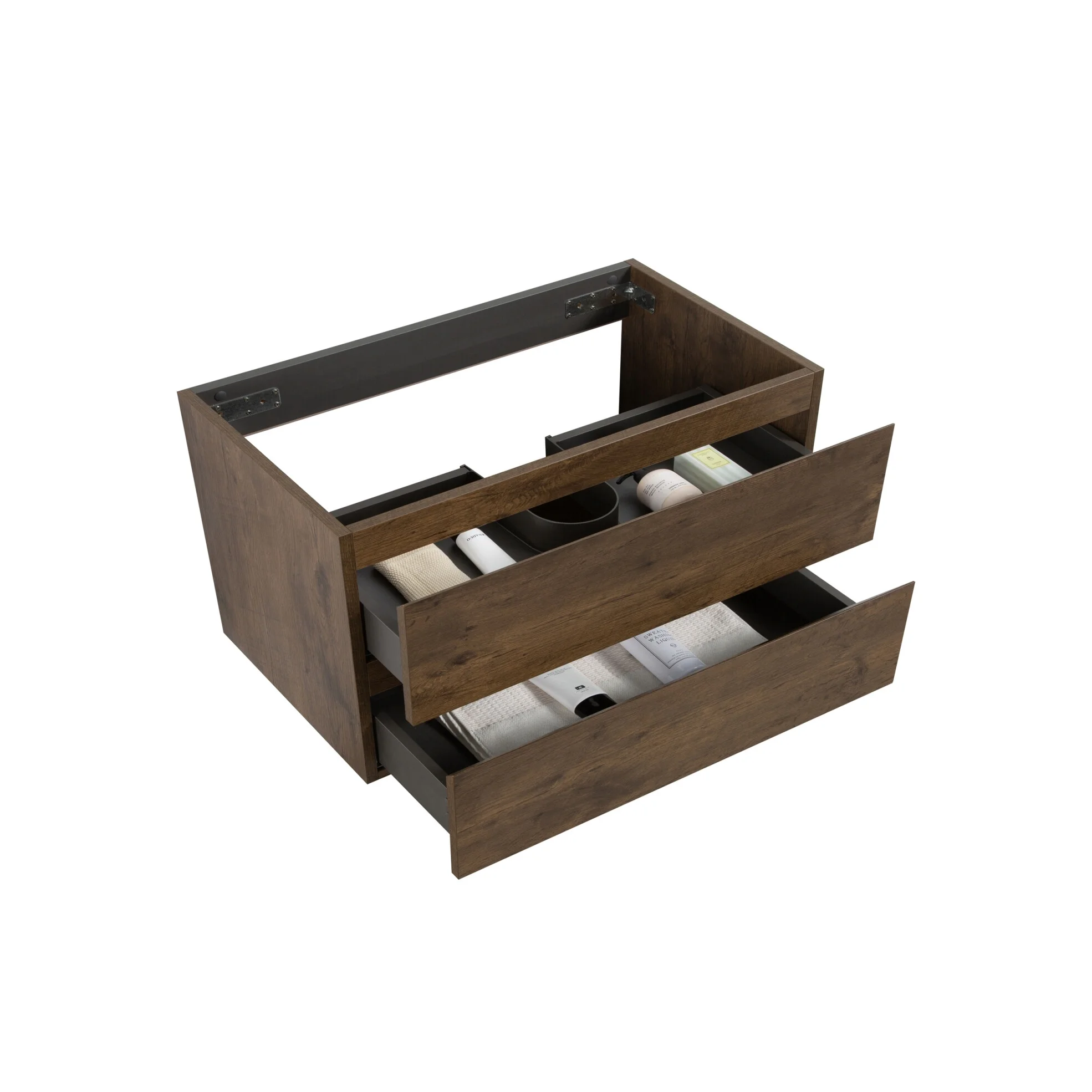 Wall Mount Bathroom Cabinet Without Basin, Gray Two-Drawer Storage Unit with Pre-Assembled Design for Space-Saving Modern Bathrooms - Image 22