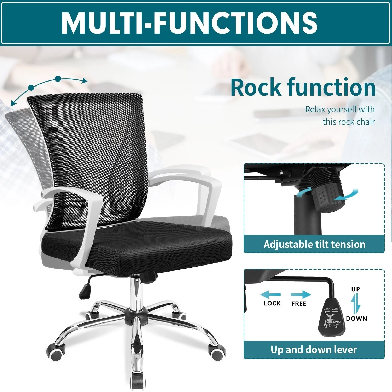 Ergonomic Mesh Office Chair with Lumbar Support, Breathable Computer Desk Chair - Image 24