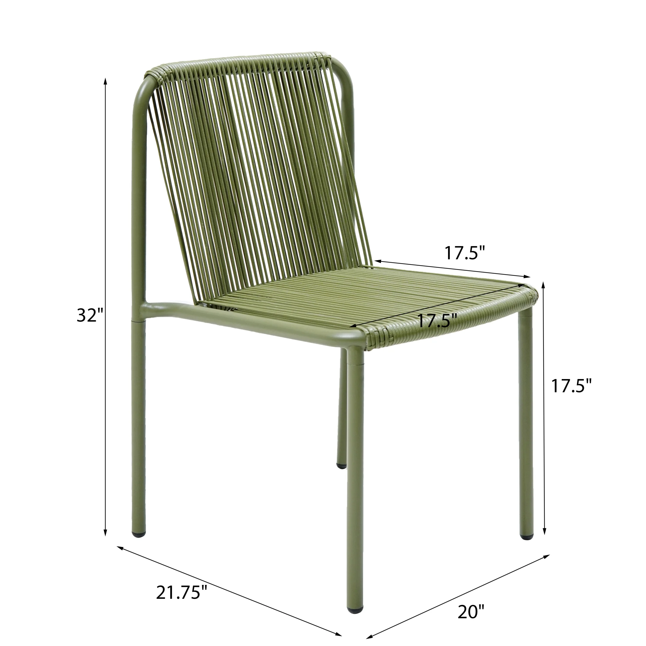 Christopher Knight Home Modern Rattan Patio Dining Chairs, Metal Frame, Green, Set of 2 - Image 5