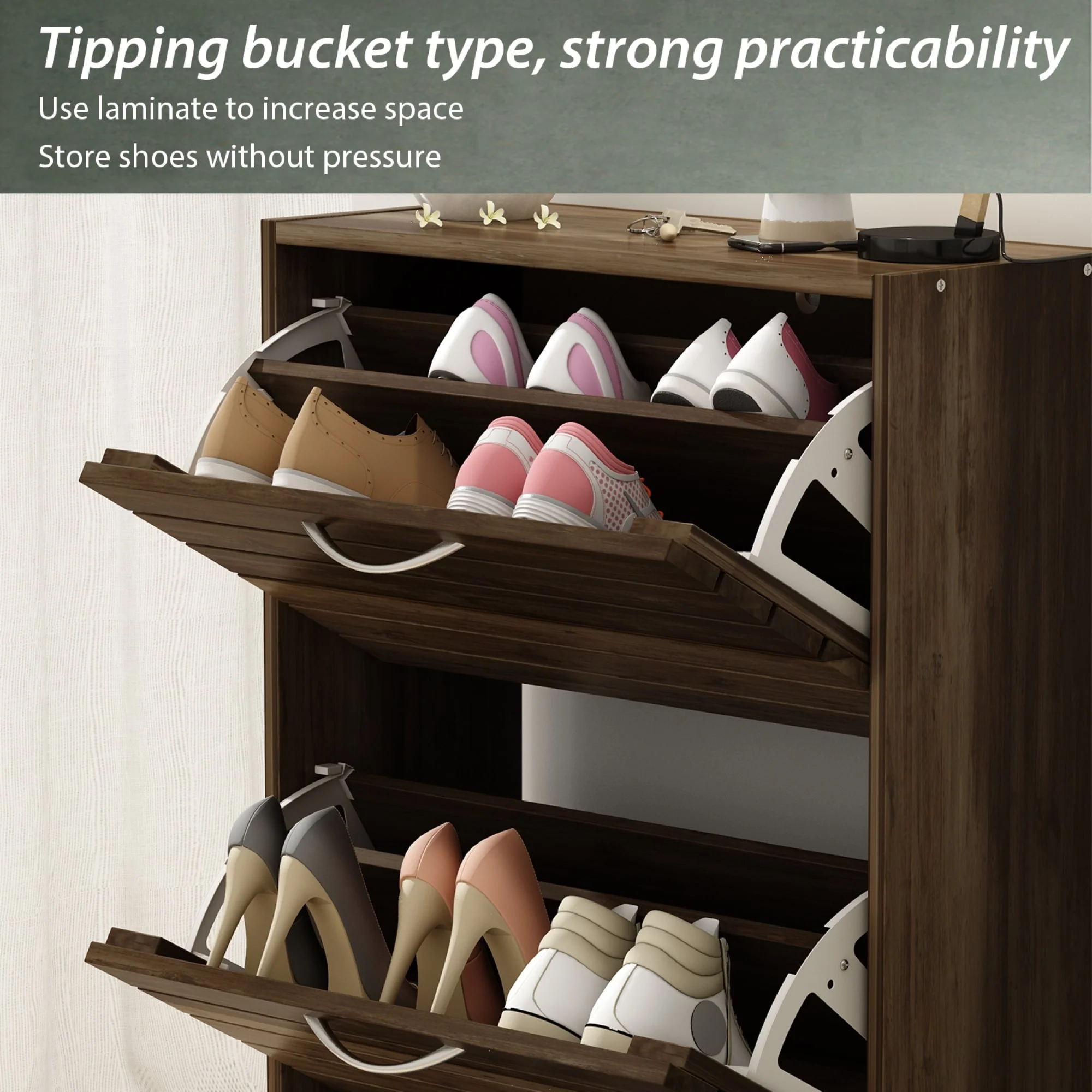 Modern Shoe Storage Cabinet for Entryway and Hallway, Space-Saving Shoe Organizer - Image 46