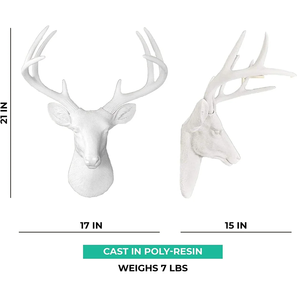 White Deer Head Wall Decor, Modern Decorative Animal Head Sculpture for Living Room, Bedroom and Home Decoration - Image 7