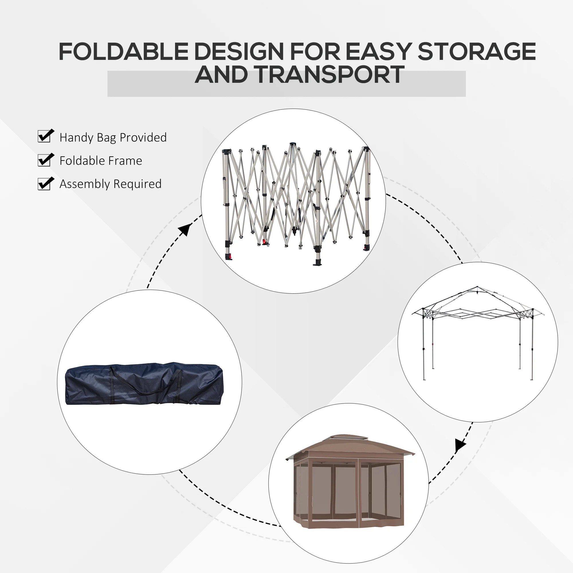 Outdoor Umbrellas Outsunny 12' x 12' Pop Up Canopy Tent with Netting and Carry Bag, Instant Sun Shelter with 137 sq.ft Shade, Tents for Parties, Height Adjustable, for Outdoor, Garden, Patio, Khaki,P - Image 6