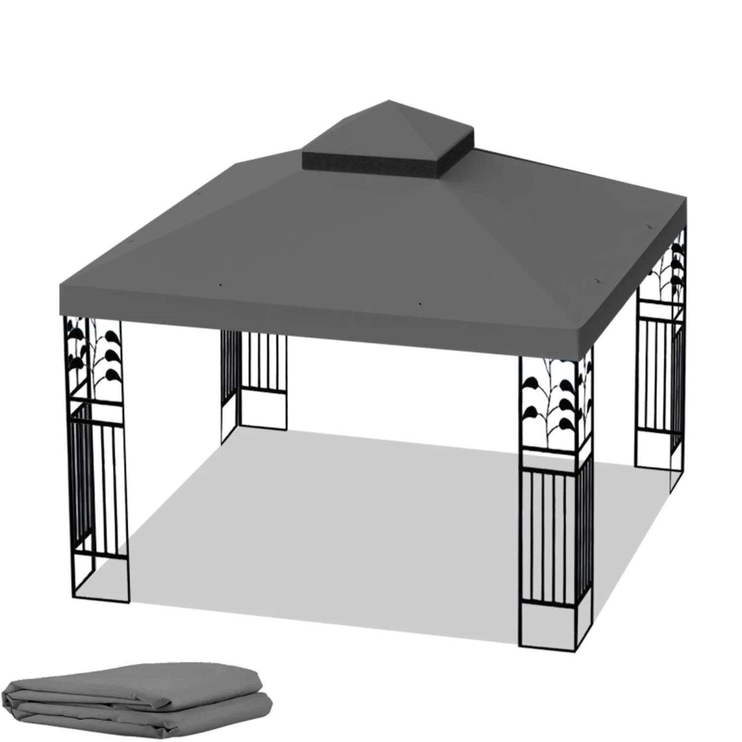 10x10 Ft Outdoor Patio Gazebo Replacement Canopy Double Tiered Gazebo Tent Roof Top Cover Only Frame Not Include Durable Replacement For Outdoor Shade Needs - Image 5
