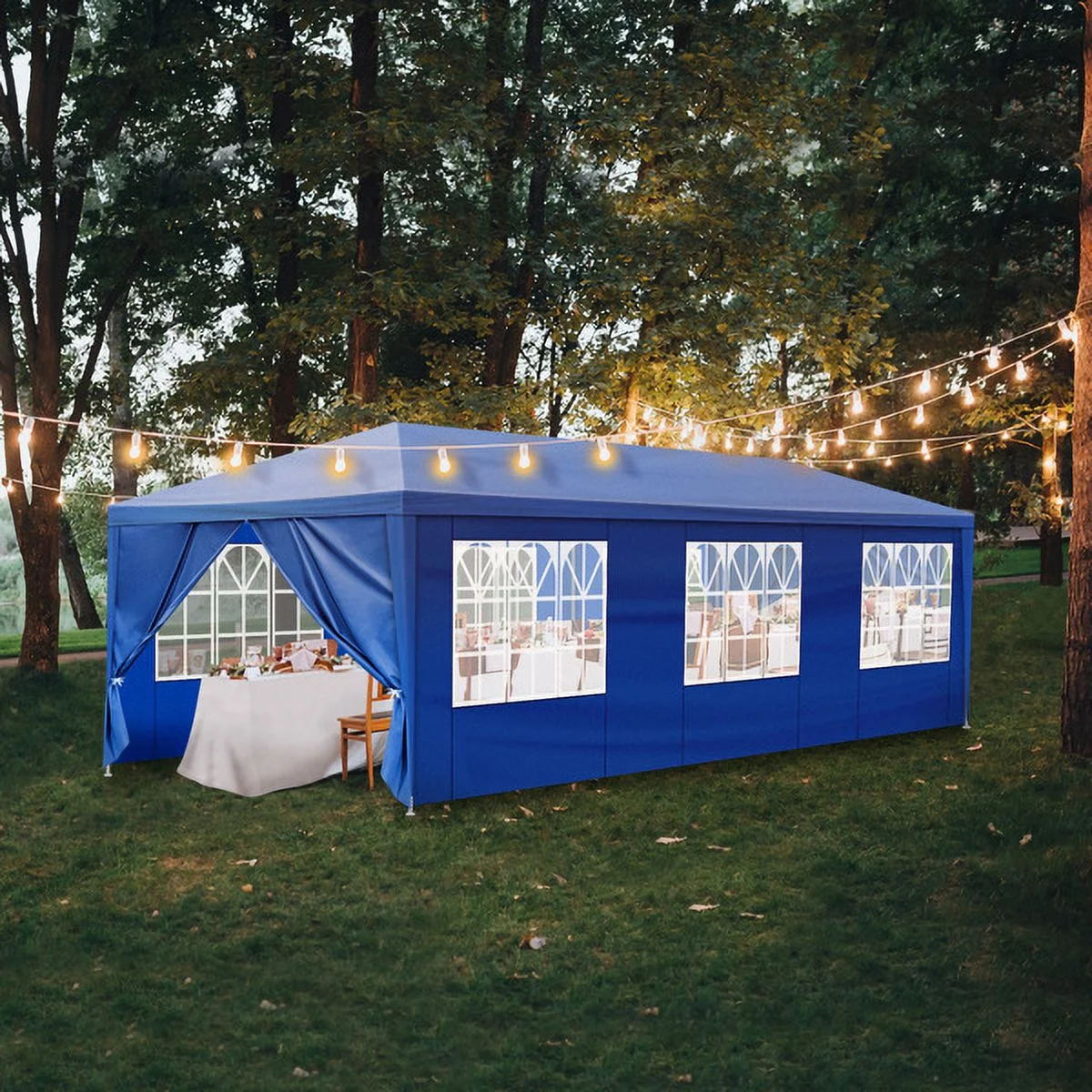 ALFRESCO 10'x30' Waterproof Outdoor Party Tent with 8 Removable Sidewalls - Perfect for Patio Weddings, Blue - Image 7