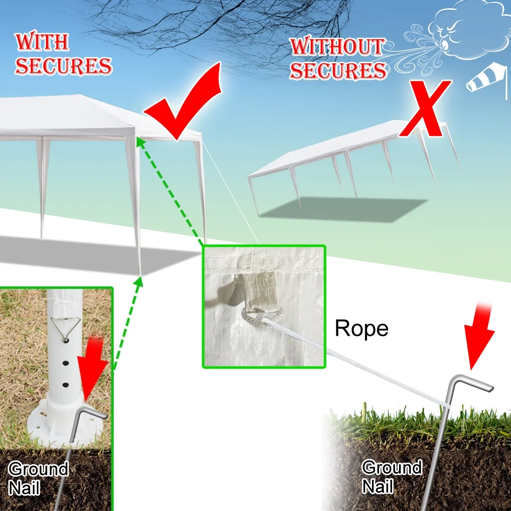10'x30' Canopy Tents for Outside, Waterproof Outdoor Gazebo BBQ Shelter Pavilion with 8 Removable Sidewalls, for Party Wedding Catering Gazebo Garden Beach Camping Patio, S10188 - Image 3